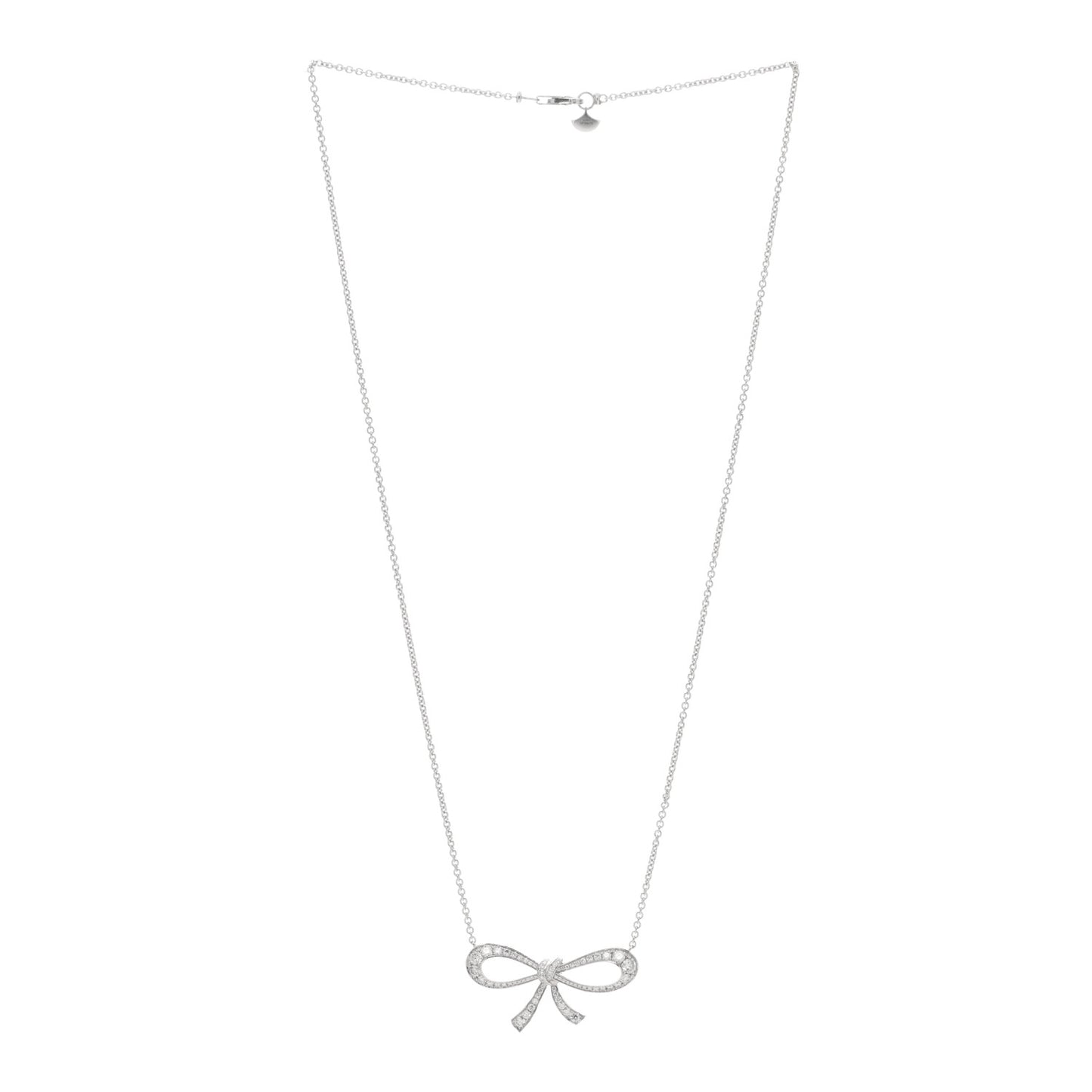 18K White Gold Diamond Tilda's Bow Mini Pendant Necklace