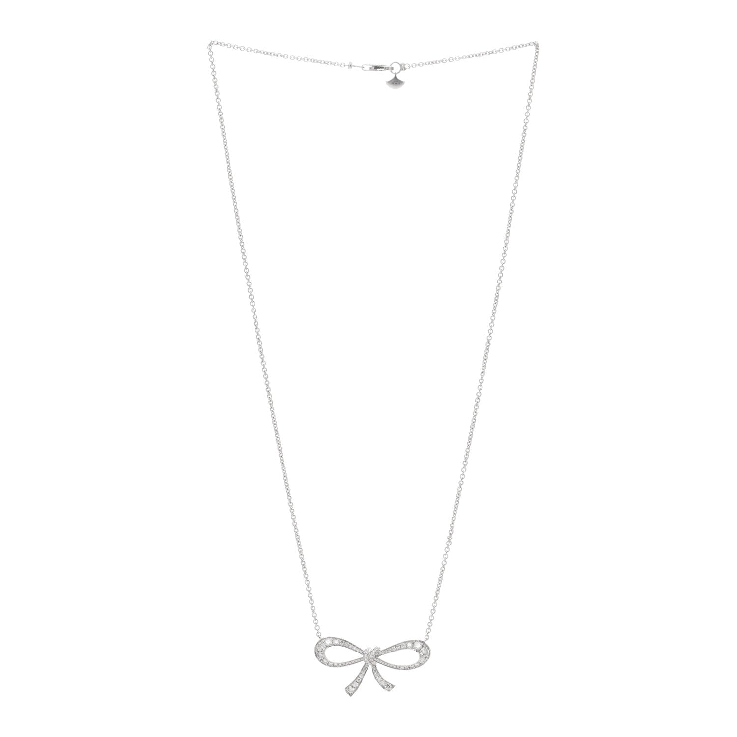 Graff 18K White Gold Diamond Tilda's Bow Mini Pendant Necklace 2 of 4