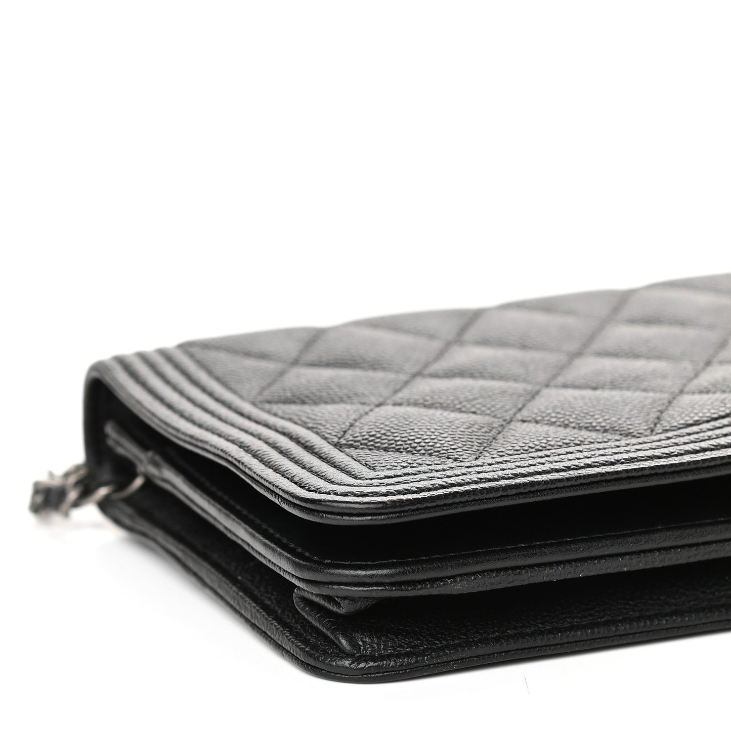 Caviar Quilted Boy Wallet On Chain WOC Black