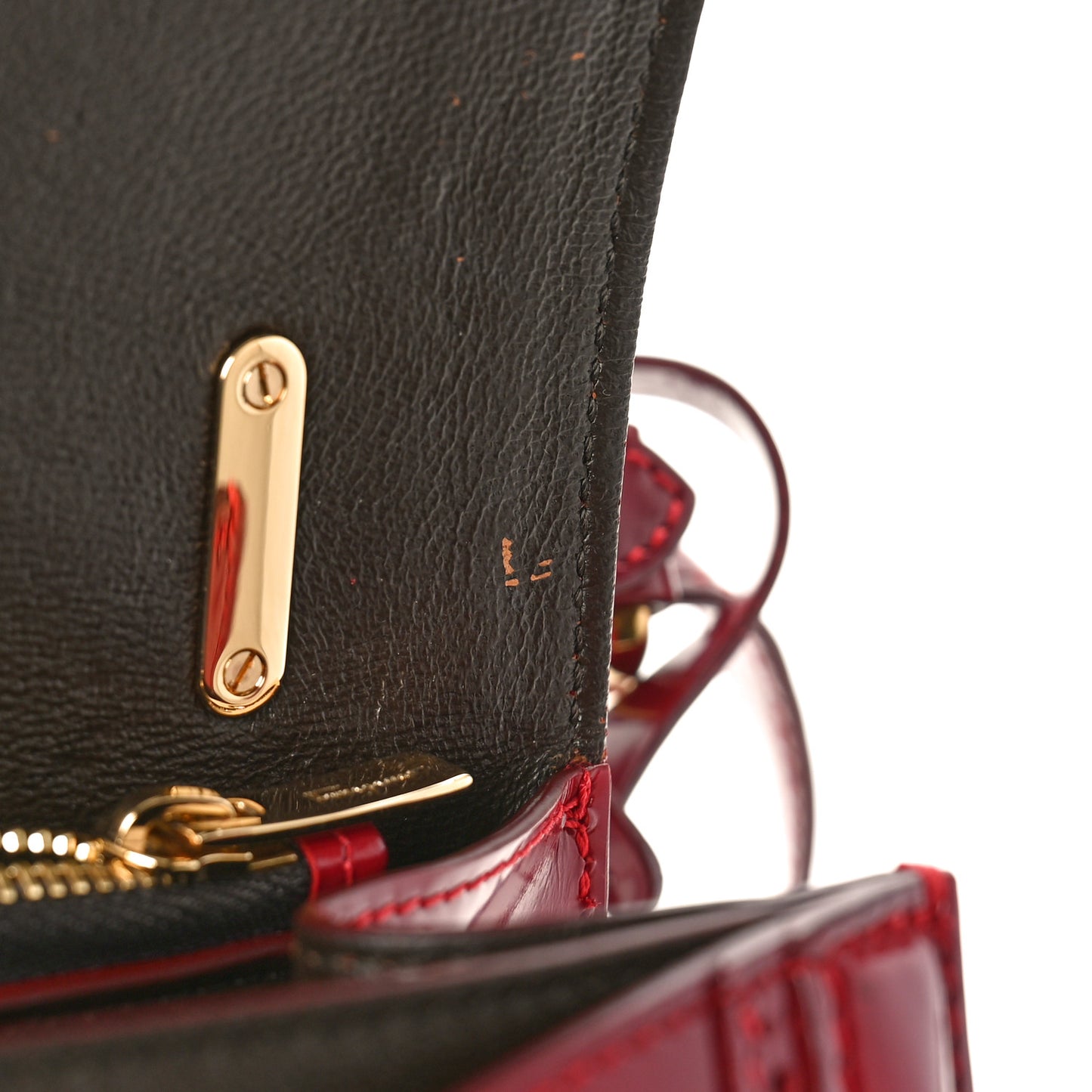 Patent Marisol Top Handle Shoulder Bag Rosso