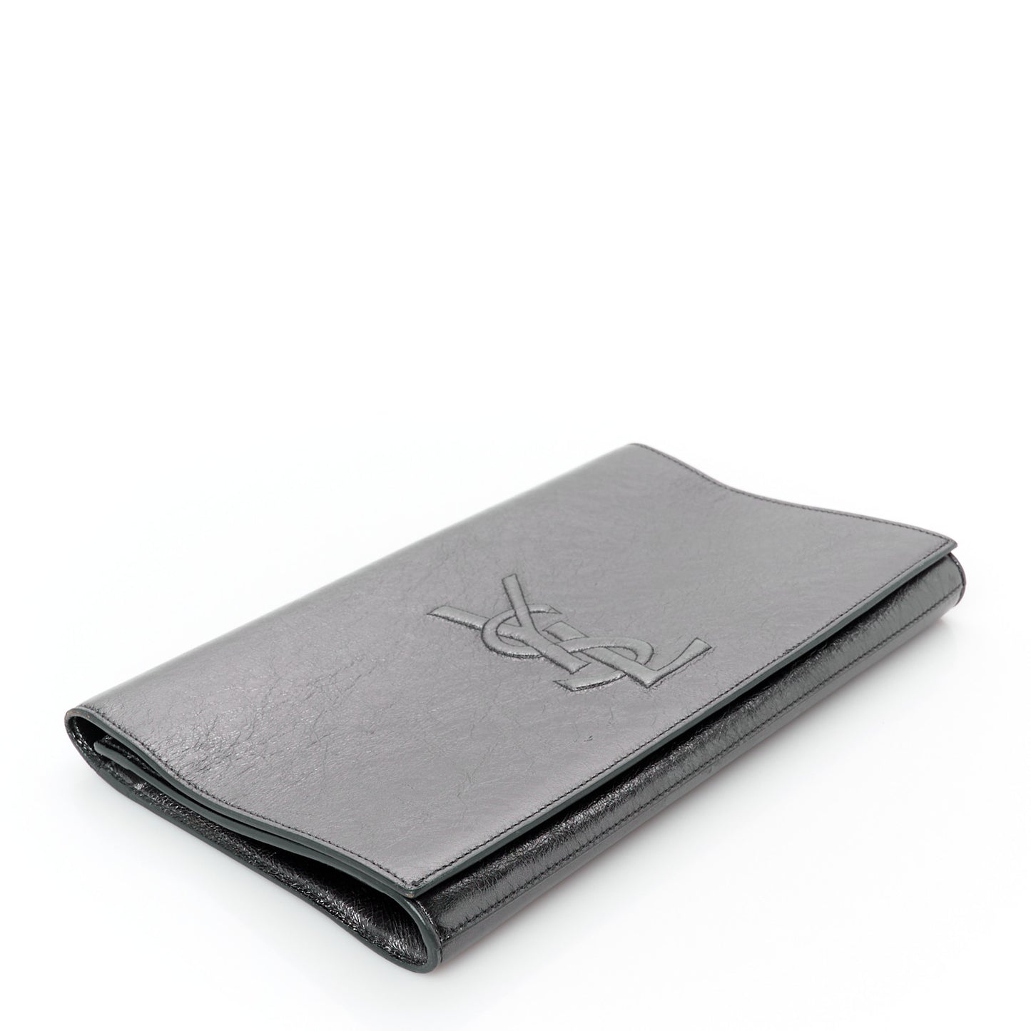Metallic Calfskin Monogram Large Belle De Jour Clutch Dark Silver