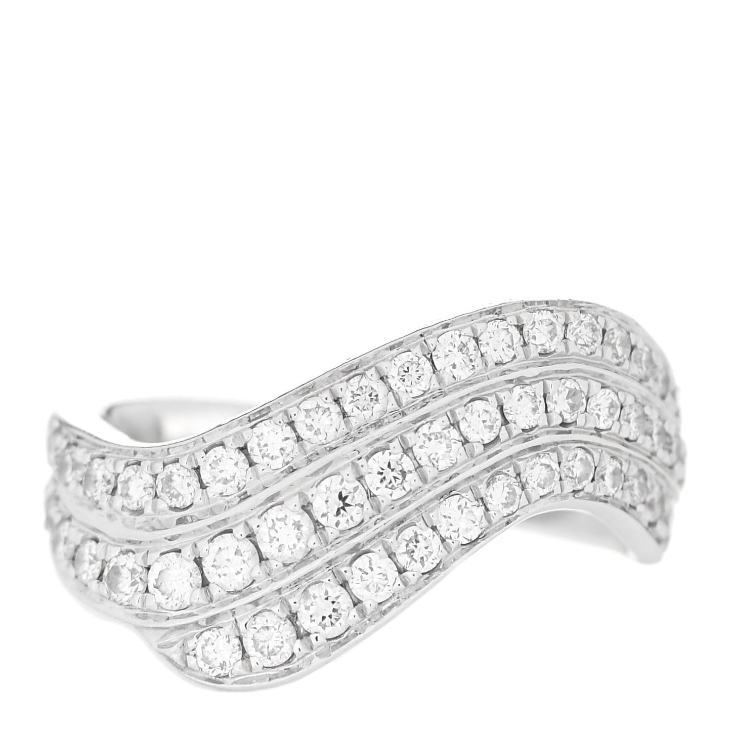 18K White Gold Diamond Wave Ear Cuff Earring