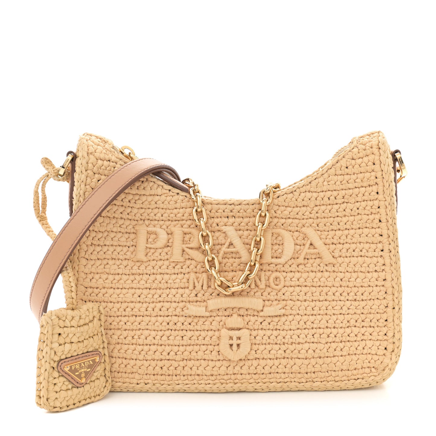 Yarn Raffia Effect Crochet Mini Re-Edition 2000 Shoulder Bag Naturale