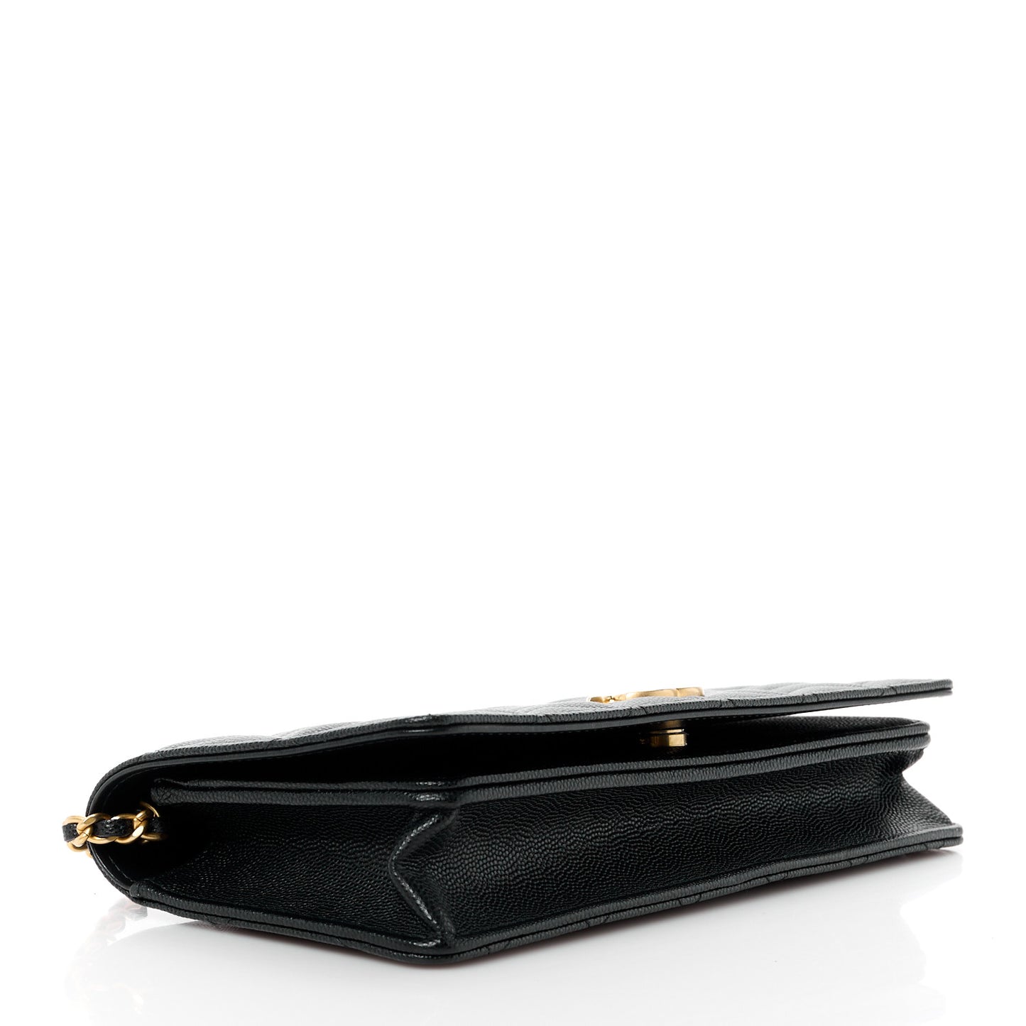 Caviar Quilted Glitter CC Roller Skate Clutch With Chain Black Black
