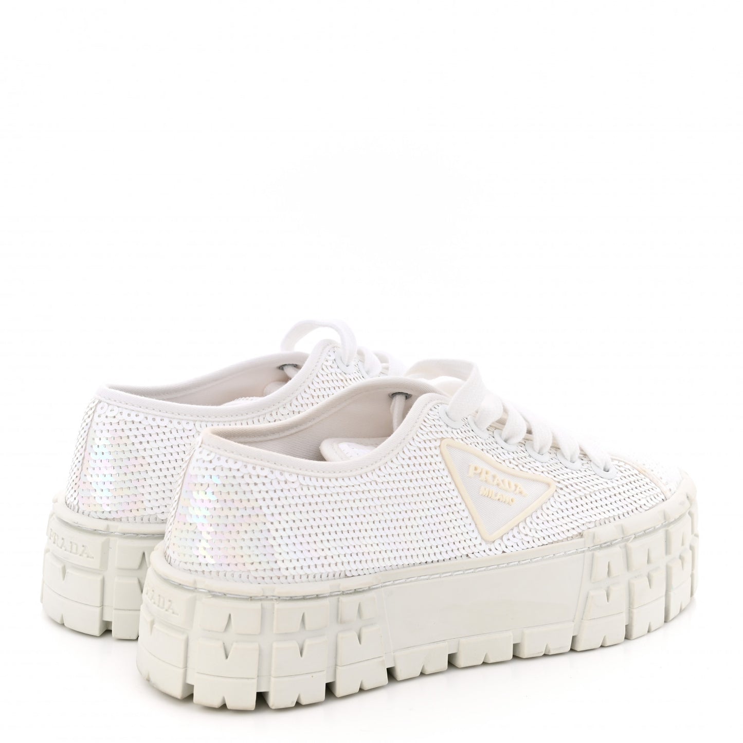 Paillettes Triangle Logo Double Wheel 50mm Sneakers 37 White