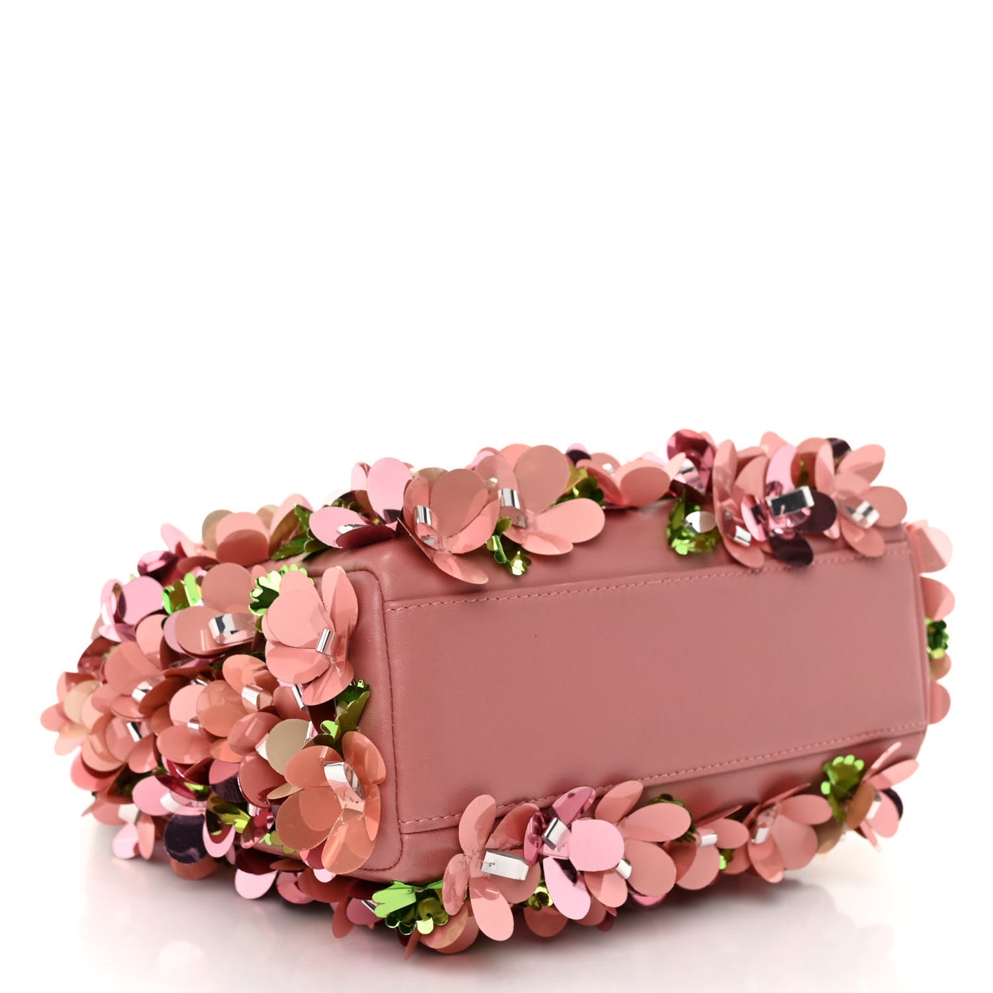 Calfskin Flower Charm Embellished Mini Lady Dior Pink