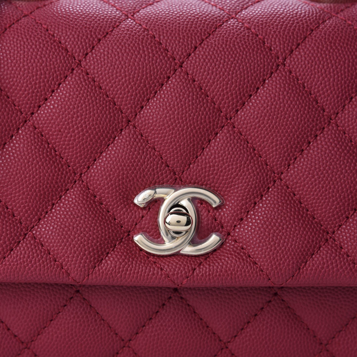 Caviar Quilted Mini Coco Handle Flap Fuchsia