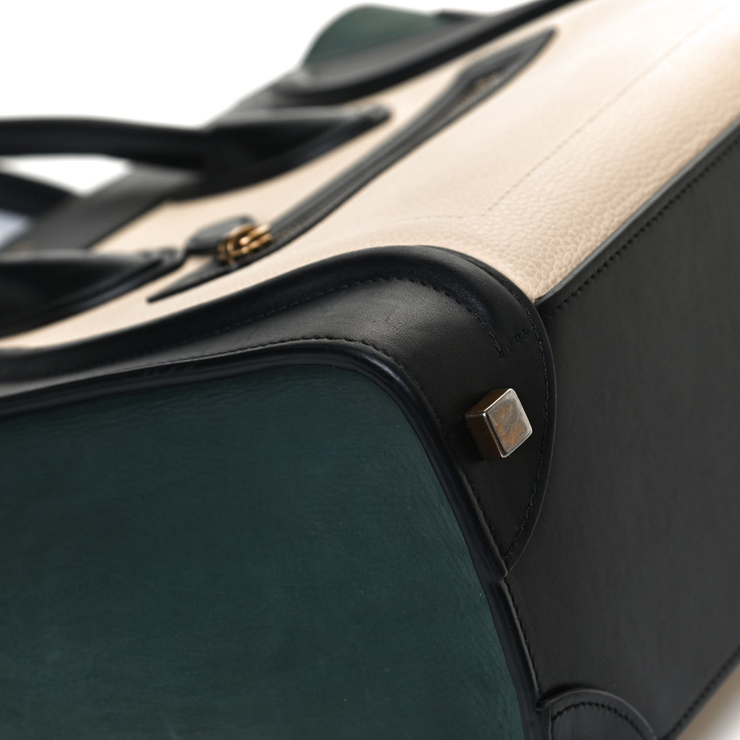 Smooth Drummed Calfskin Micro Tri-Color Luggage Teal