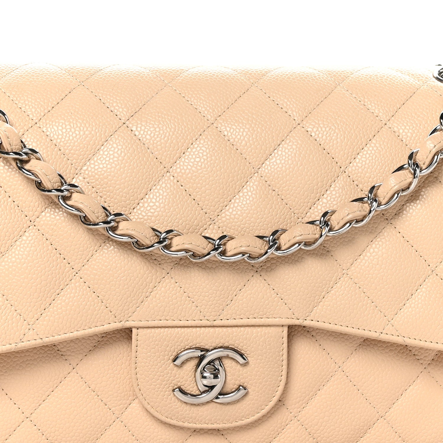 Chanel Caviar Quilted Jumbo Double Flap Beige 8 of 11
