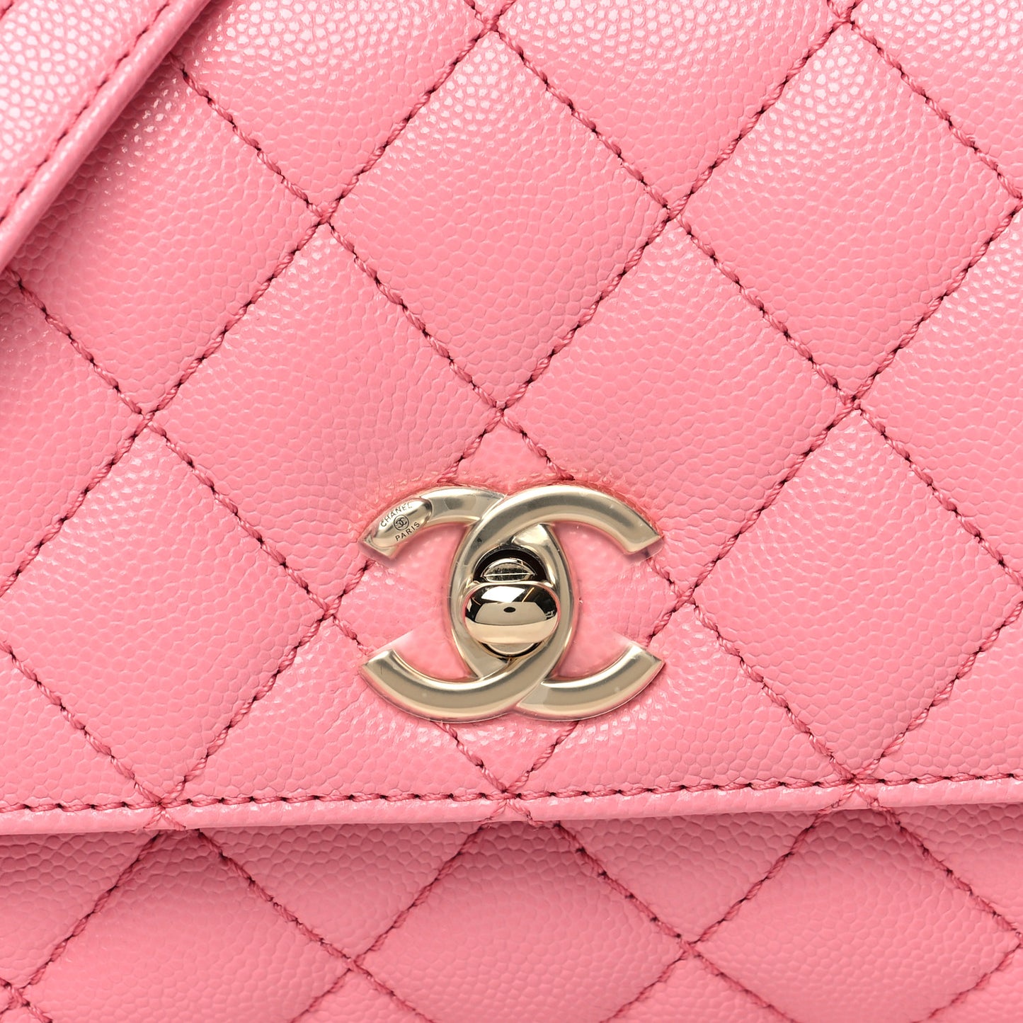 Caviar Quilted Extra Mini Coco Chain Handle Flap Pink