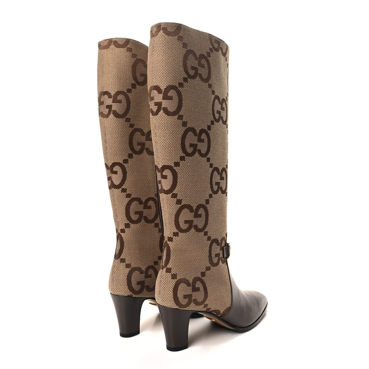 Monogram Jumbo GG Calfskin Interlocking G Anna Boots 39 Camel Ebony
