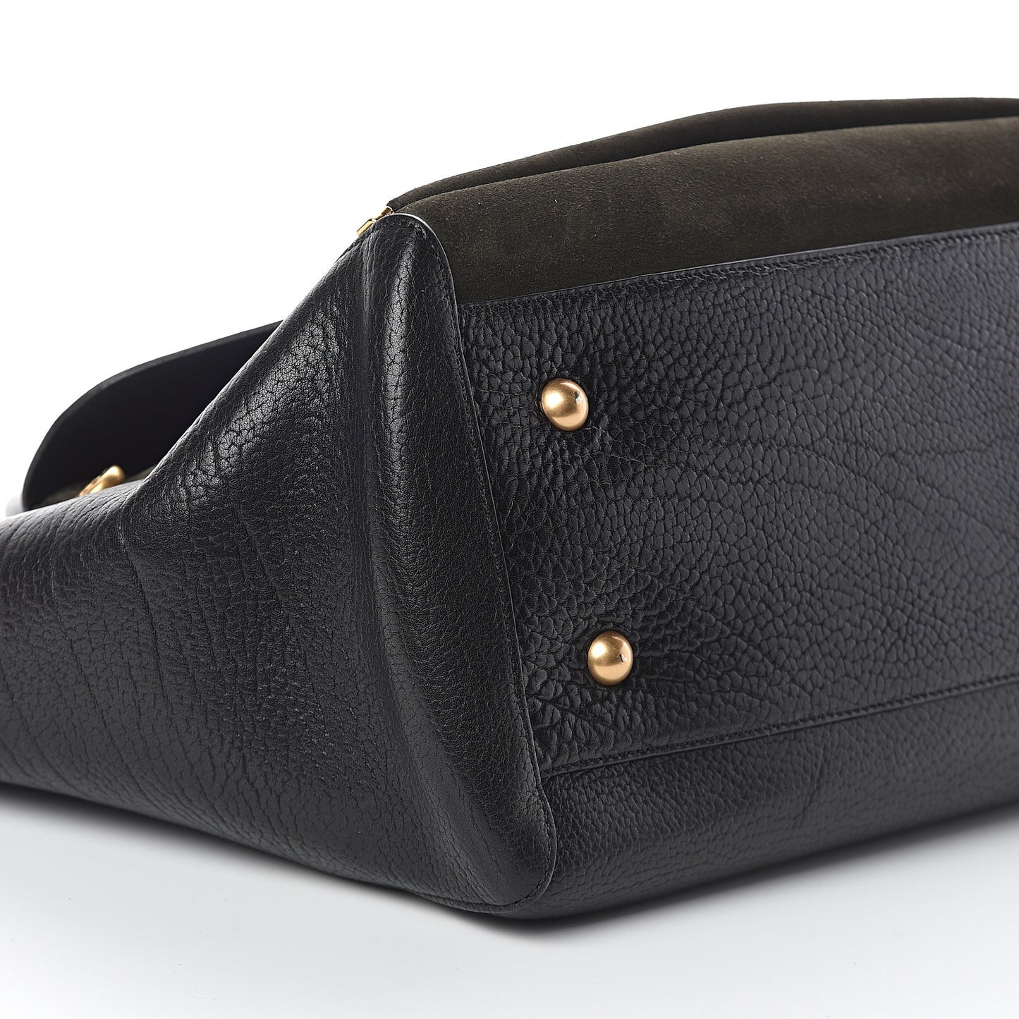 Silky Calf Nubuck Medium Willow Tote Black Dark Green