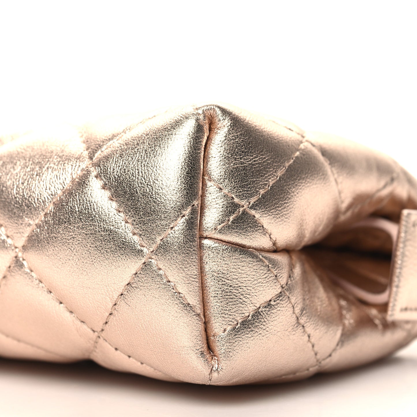 Metallic Lambskin Quilted Cosmetic Pouch Gold