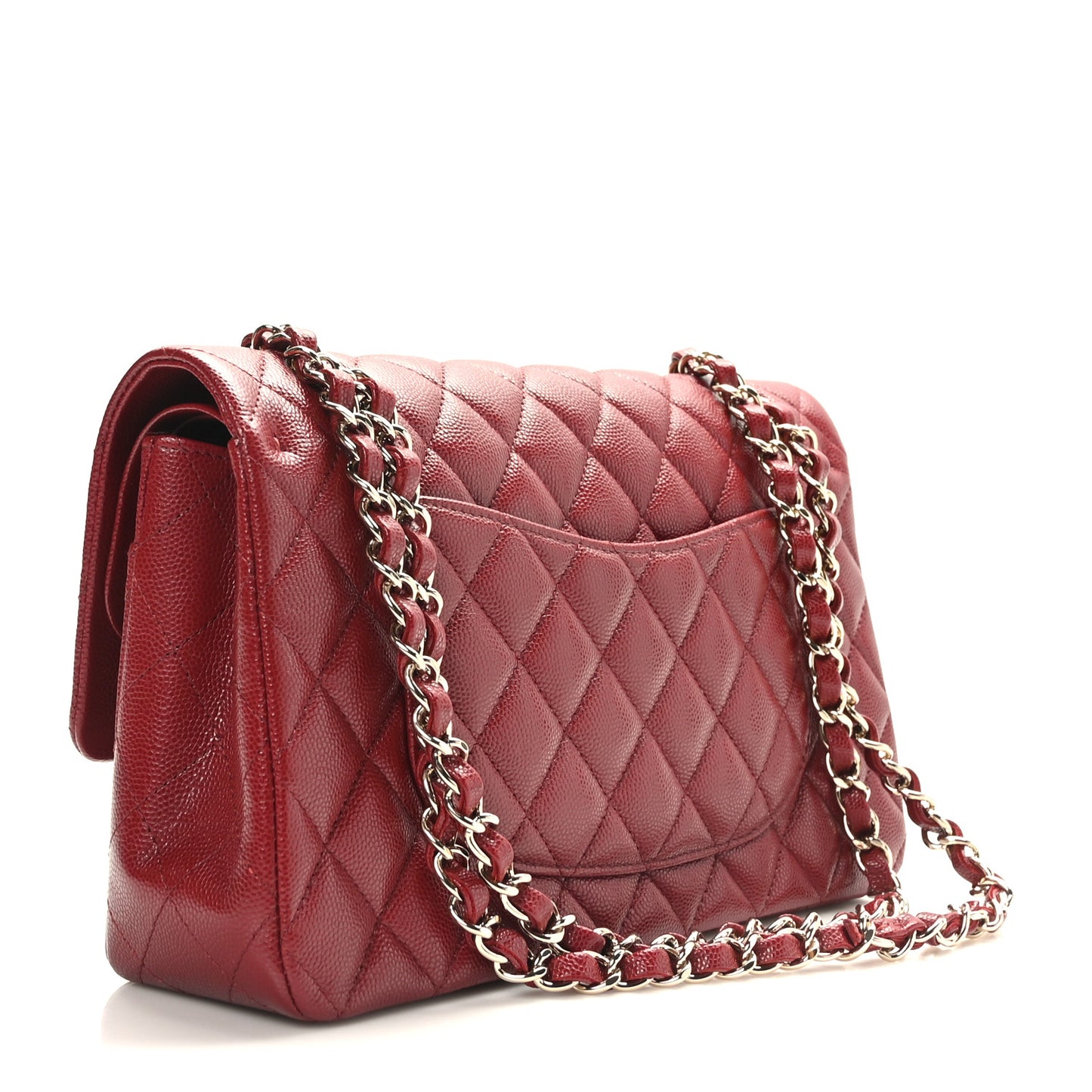 Caviar Quilted Medium Double Flap Burgundy