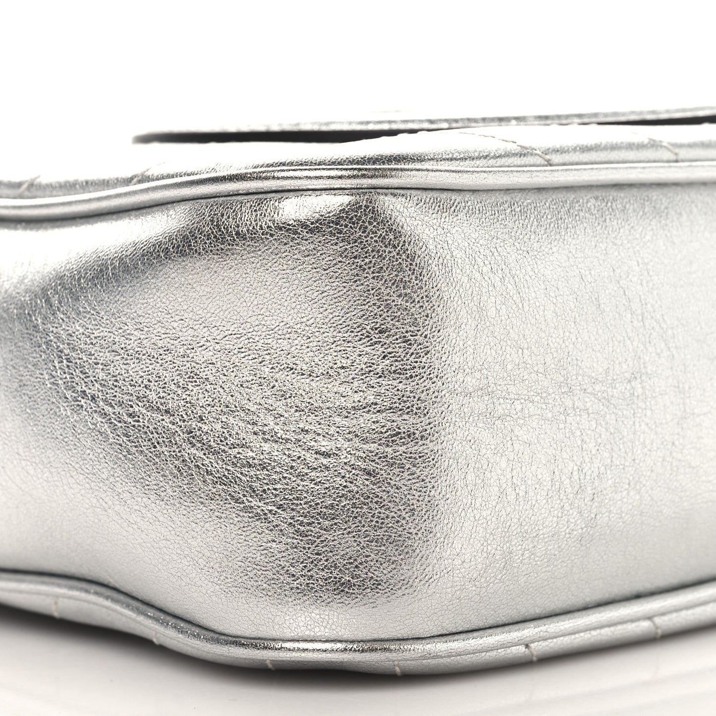 Metallic Sakai Be Green Calfskin Diagonal Stitched Small Blondie Shoulder Bag Silver