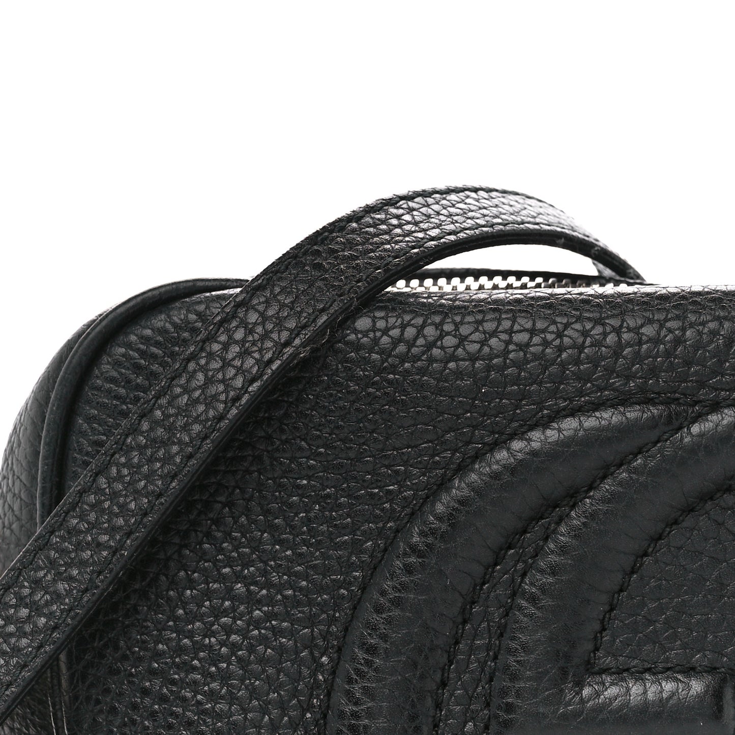 Pebbled Calfskin Small Soho Disco Bag Black