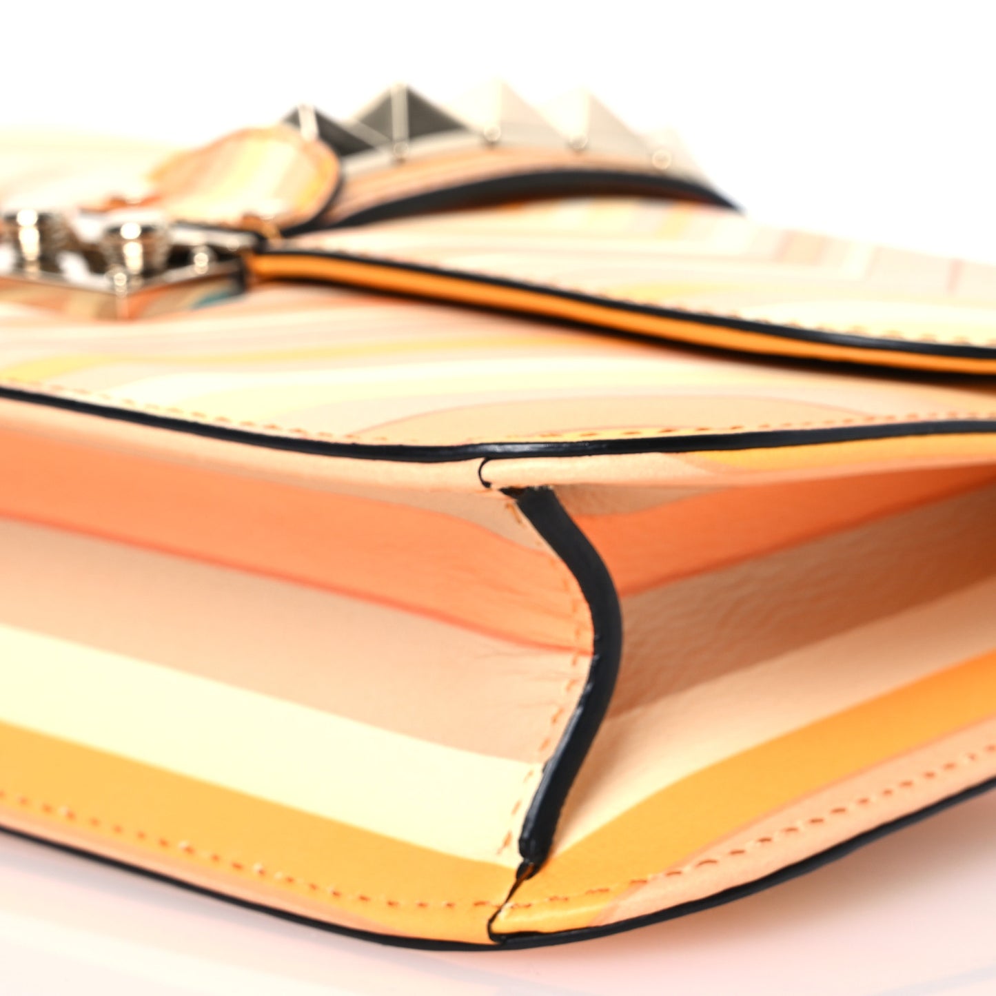 Vitello Native Couture 1975 Medium Glam Lock Rockstud Flap Mandarin Sorbet