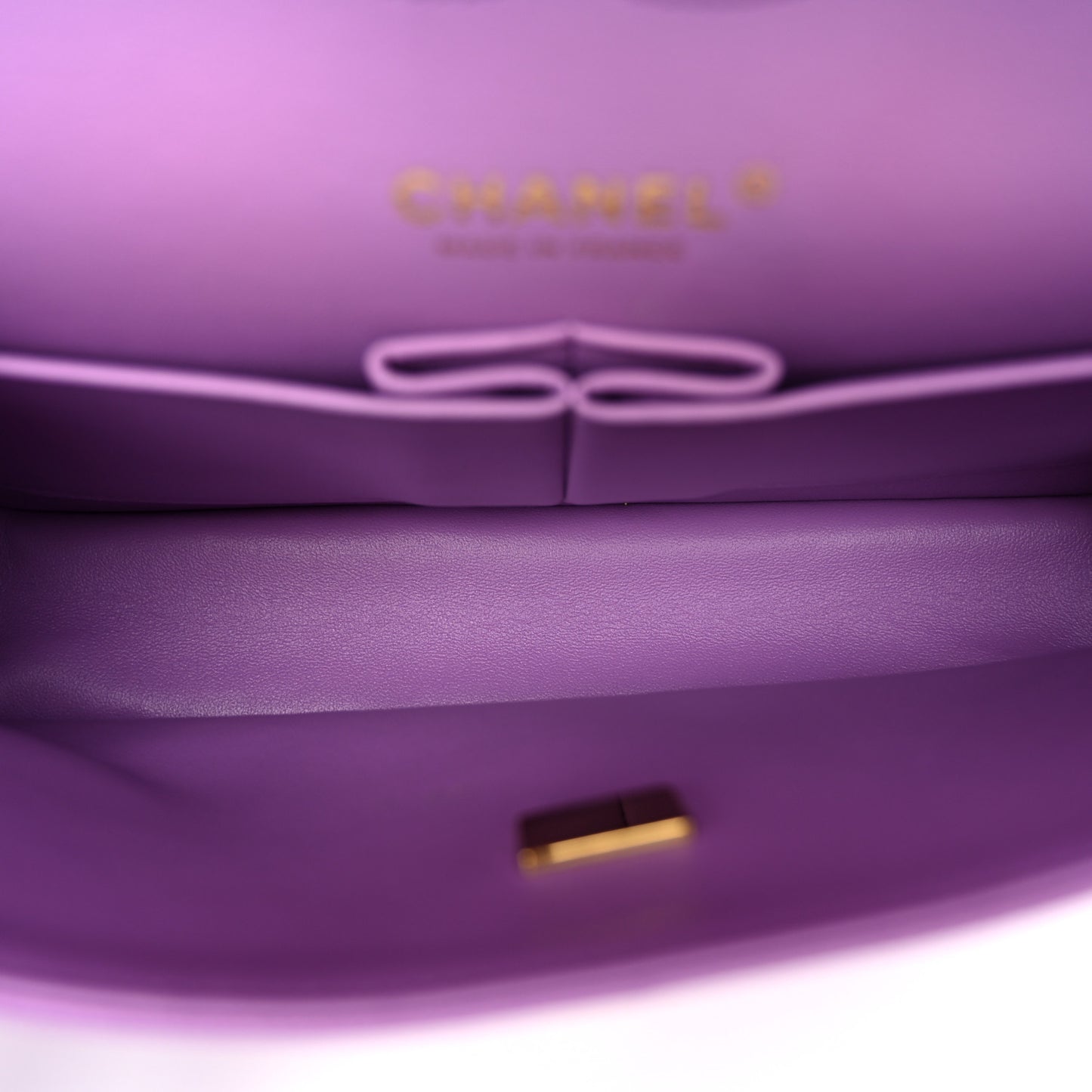 Caviar Quilted Medium Double Flap Purple
