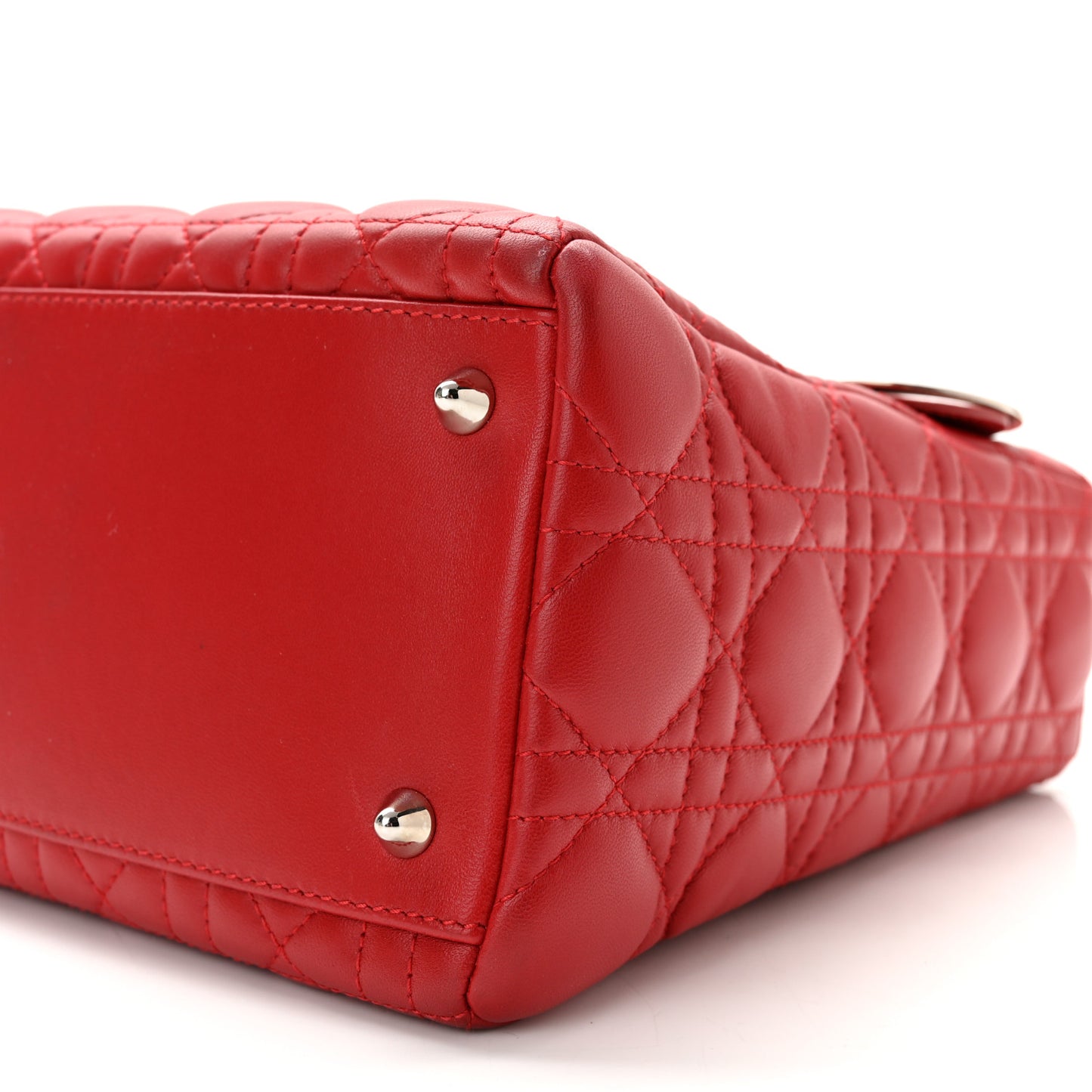 Lambskin Cannage Medium Lady Dior Red