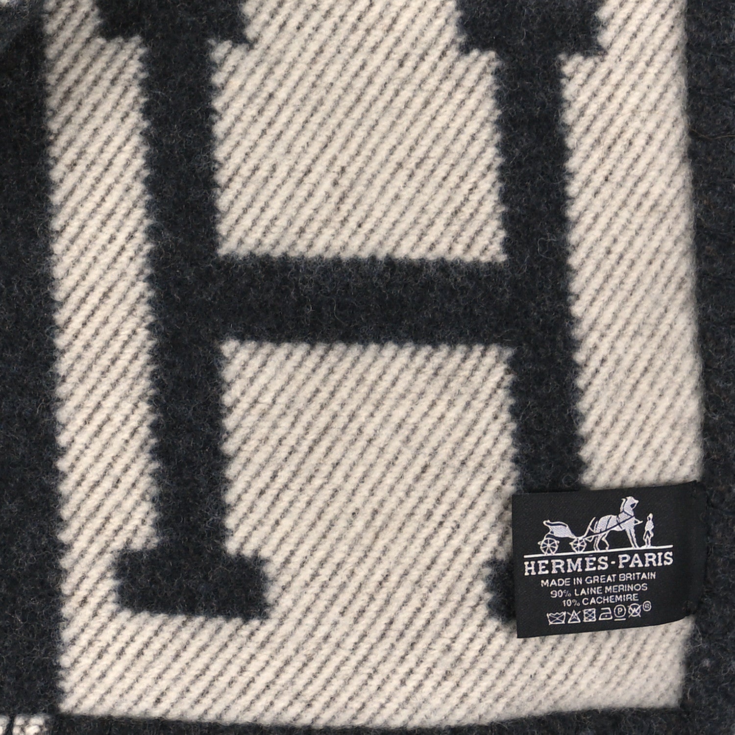 Hermes Wool Cashmere Avalon Blanket Ecru Gris Fonce 3 of 3