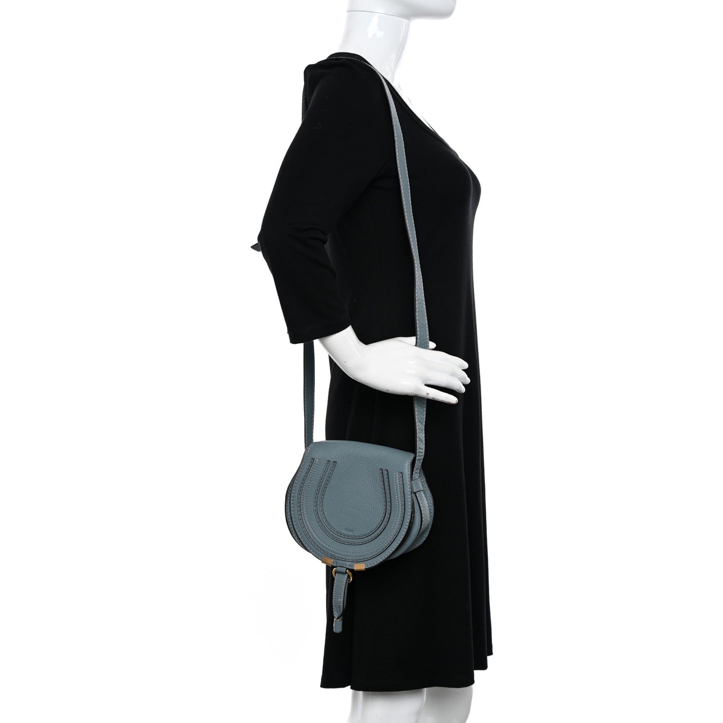 Calfskin Mini Marcie Round Crossbody Bag Rainy Blue