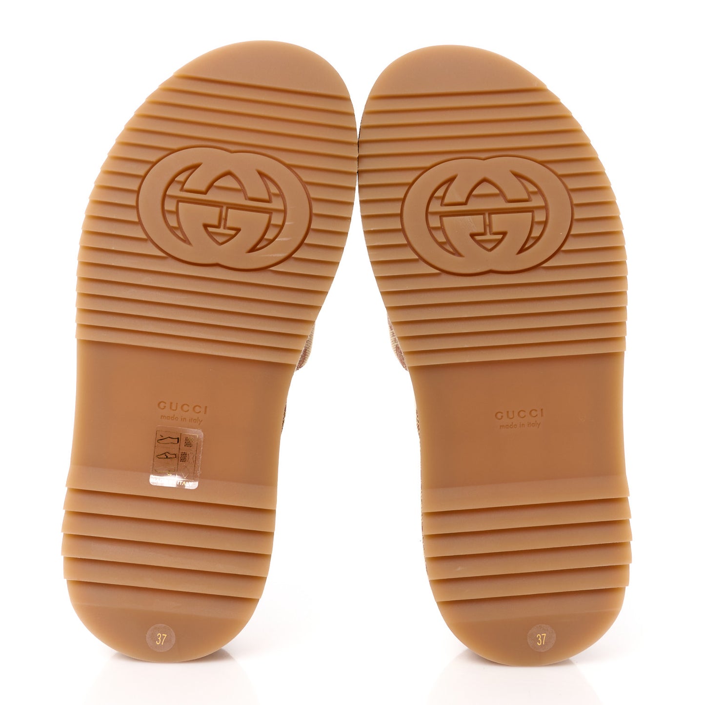 Canvas GG Monogram Angelina Platform Slide Sandals 37 Beige Ruggine