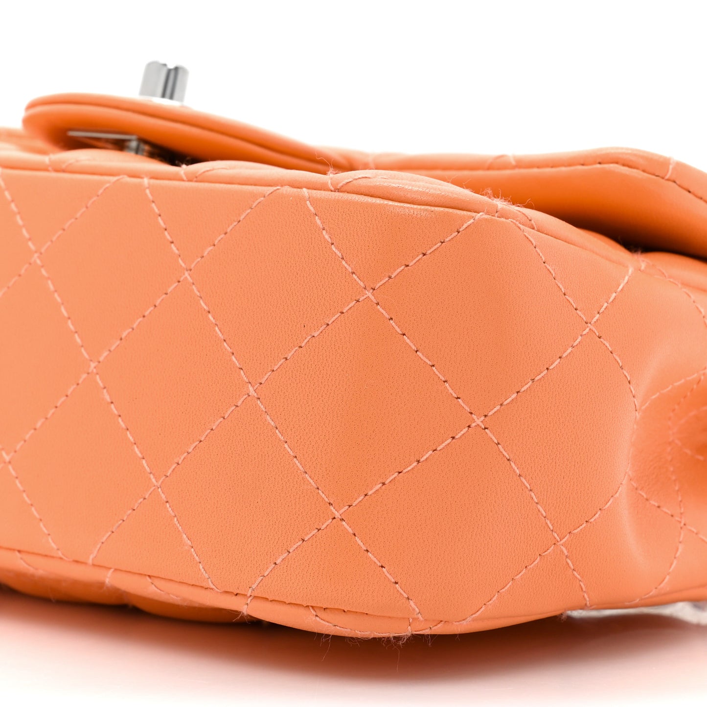 Lambskin Quilted Mini Rectangular Flap Orange