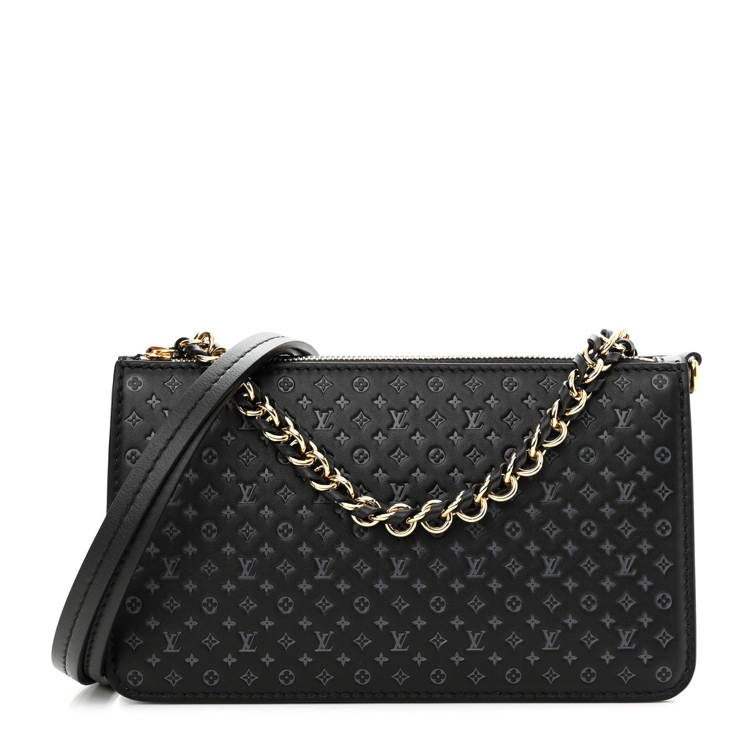Louis Vuitton Calfskin Nanogram Embossed Lexington Pouch Black