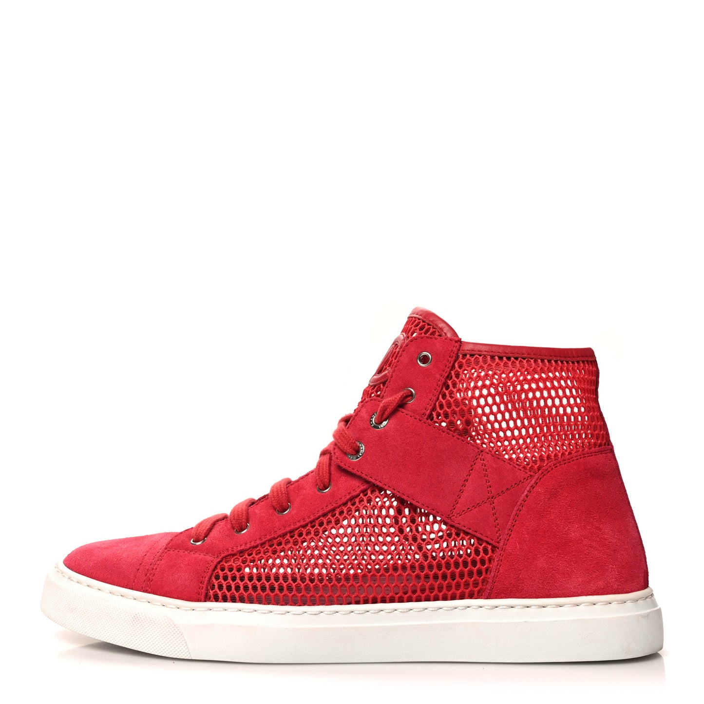 Mesh Suede High Top Sneakers 40 Red