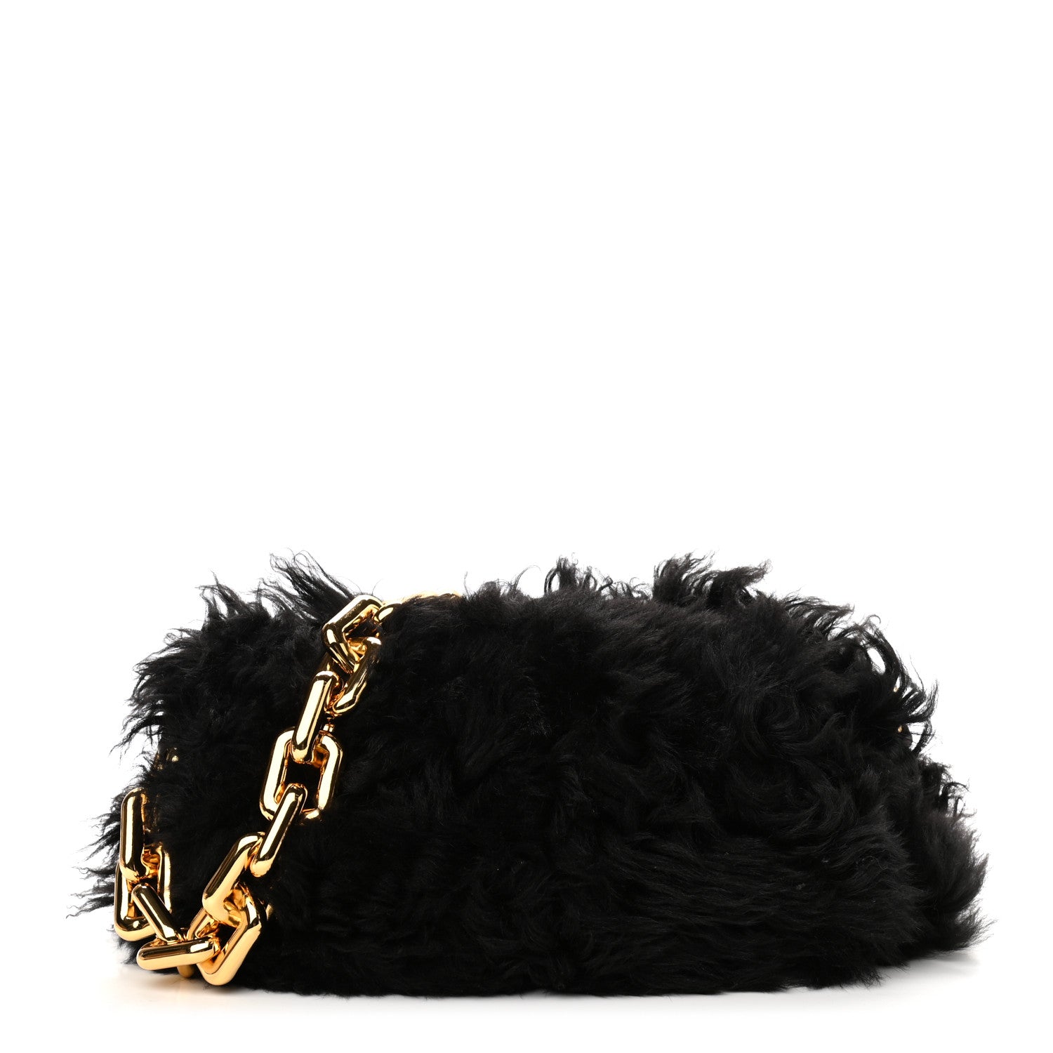 Bottega Veneta Shearling Lambskin The Pouch Chain Black 1 of 10