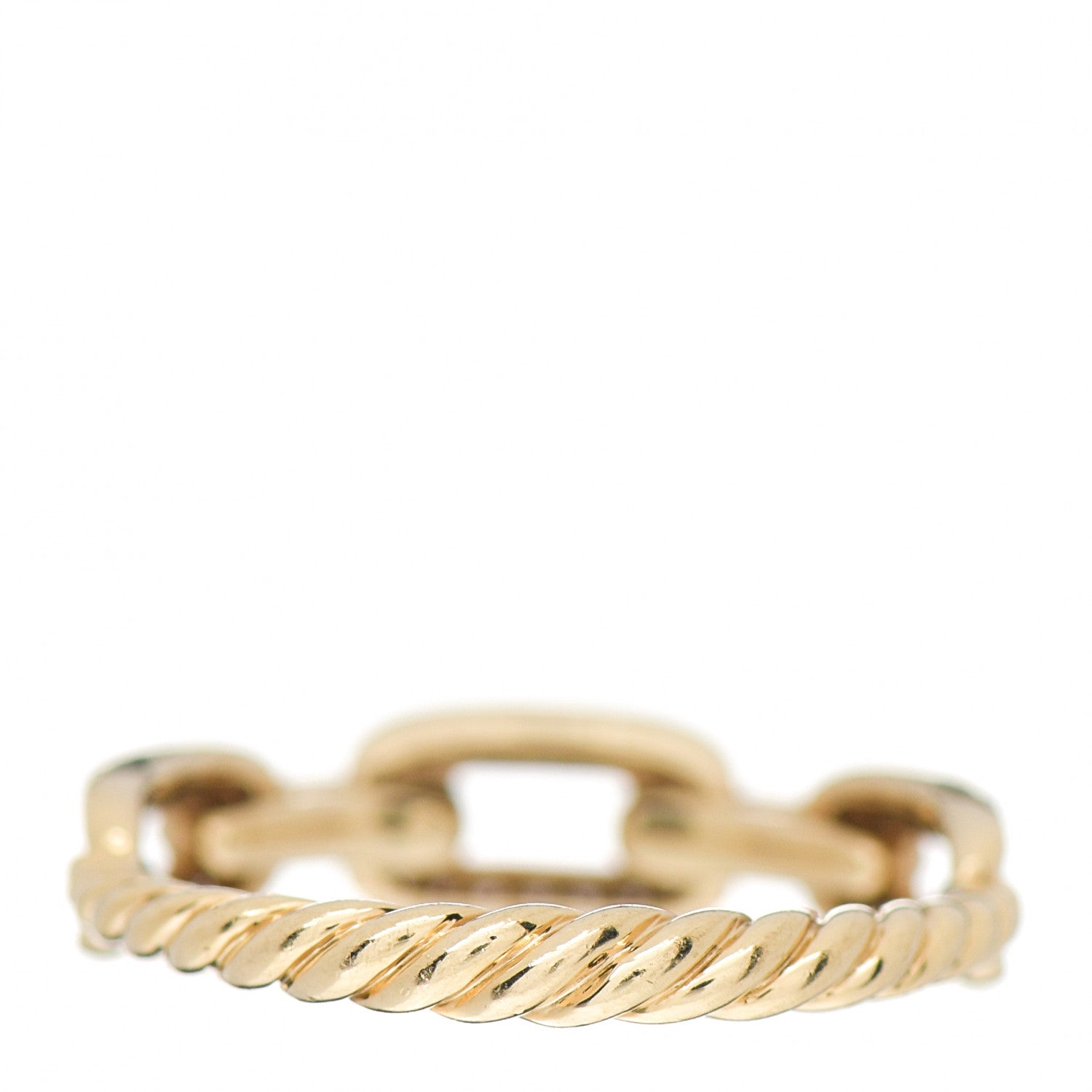 David Yurman 18K Yellow Gold Diamond 4.5mm Stax Single Row Chain Link Ring 49 4.75 3 of 5
