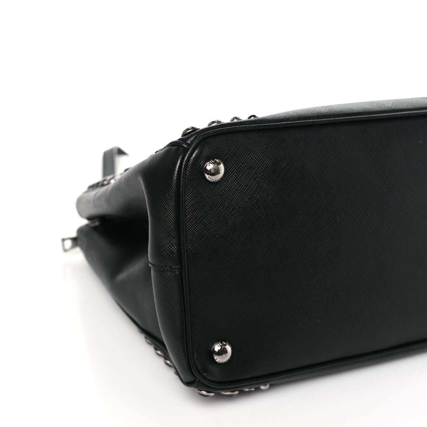 Saffiano Lux Studded Crystal Medium Galleria Double Zip Tote Black
