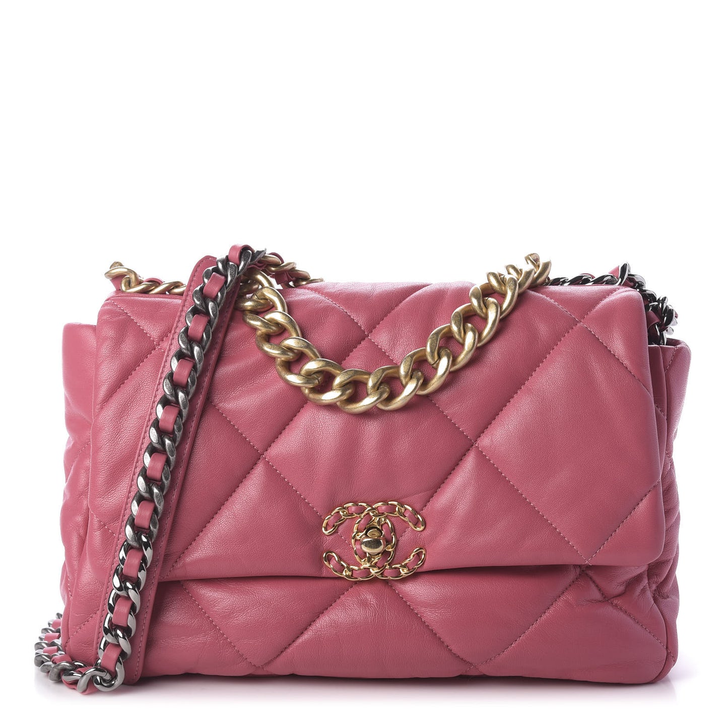 Goatskin Quilted Large 19 Flap Pink
