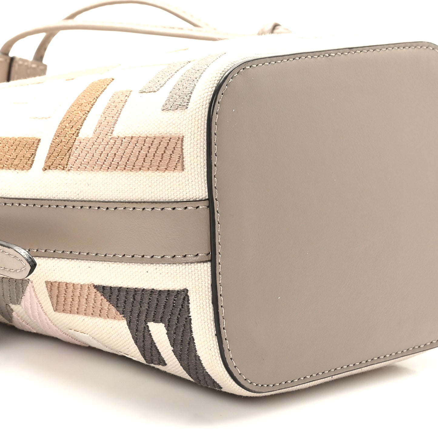 Canvas Vitello Grace F is Fendi FF Multicolor Embroidered Mini Mon Tresor Bucket Bag Grezzo Multicolor Tortora