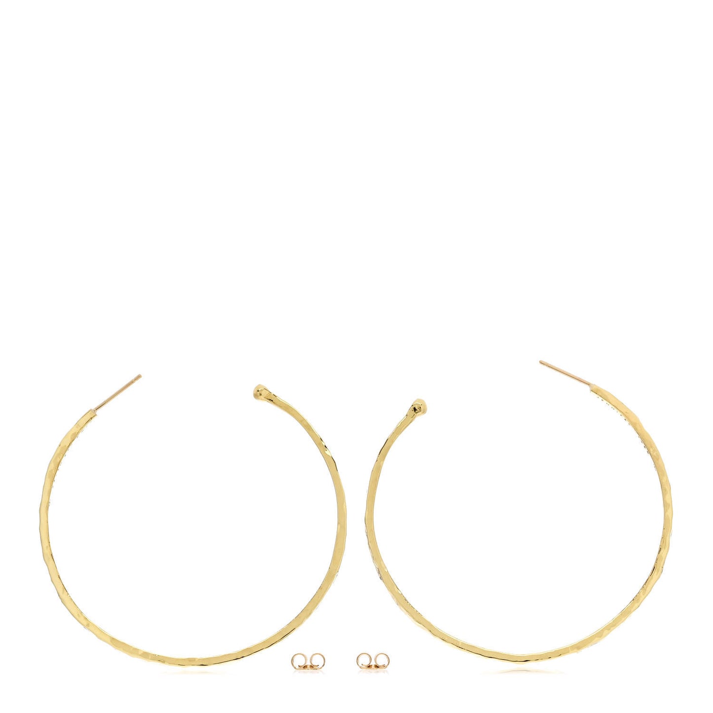 18K Yellow Gold Medium Hammered Hoop Earrings