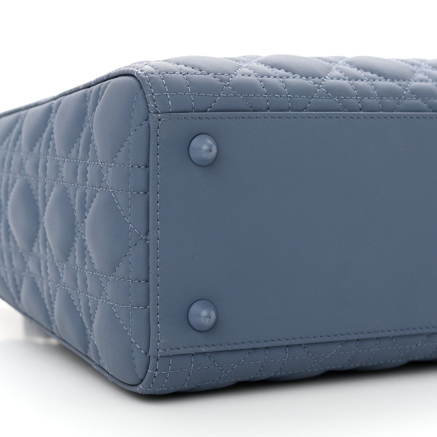 Ultra Matte Calfskin Cannage Large Lady Denim Blue