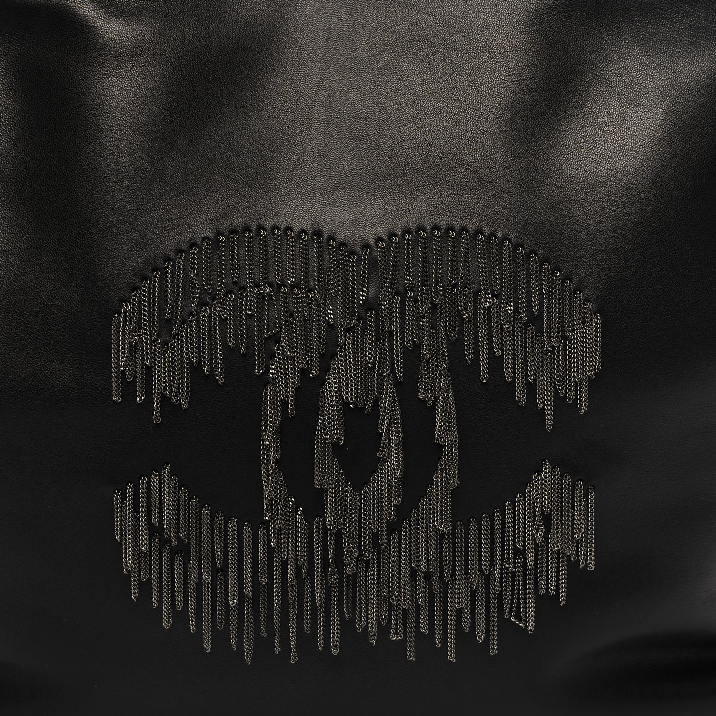 Lambskin Rock And Cabaret Chain Fringe Tote Black