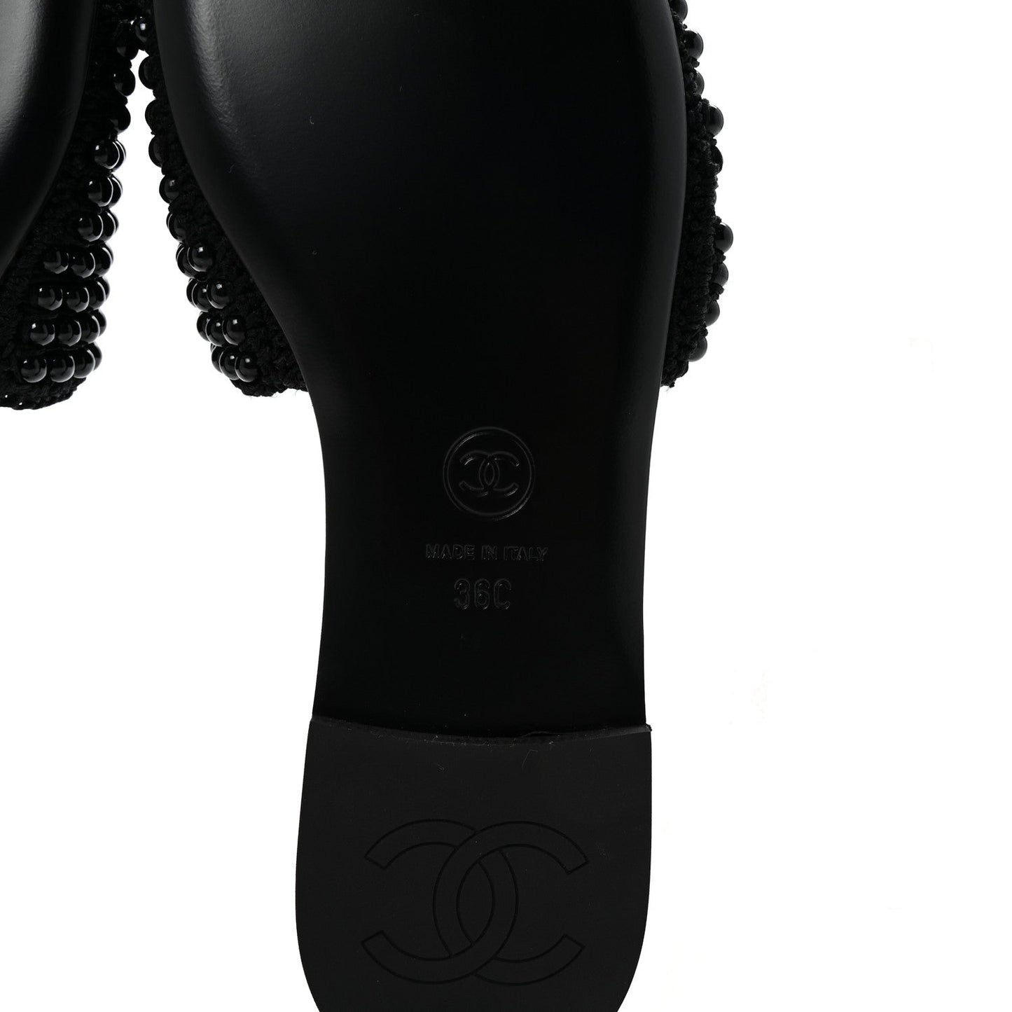 Pearl Crystal CC Mules Sandals 36 Black