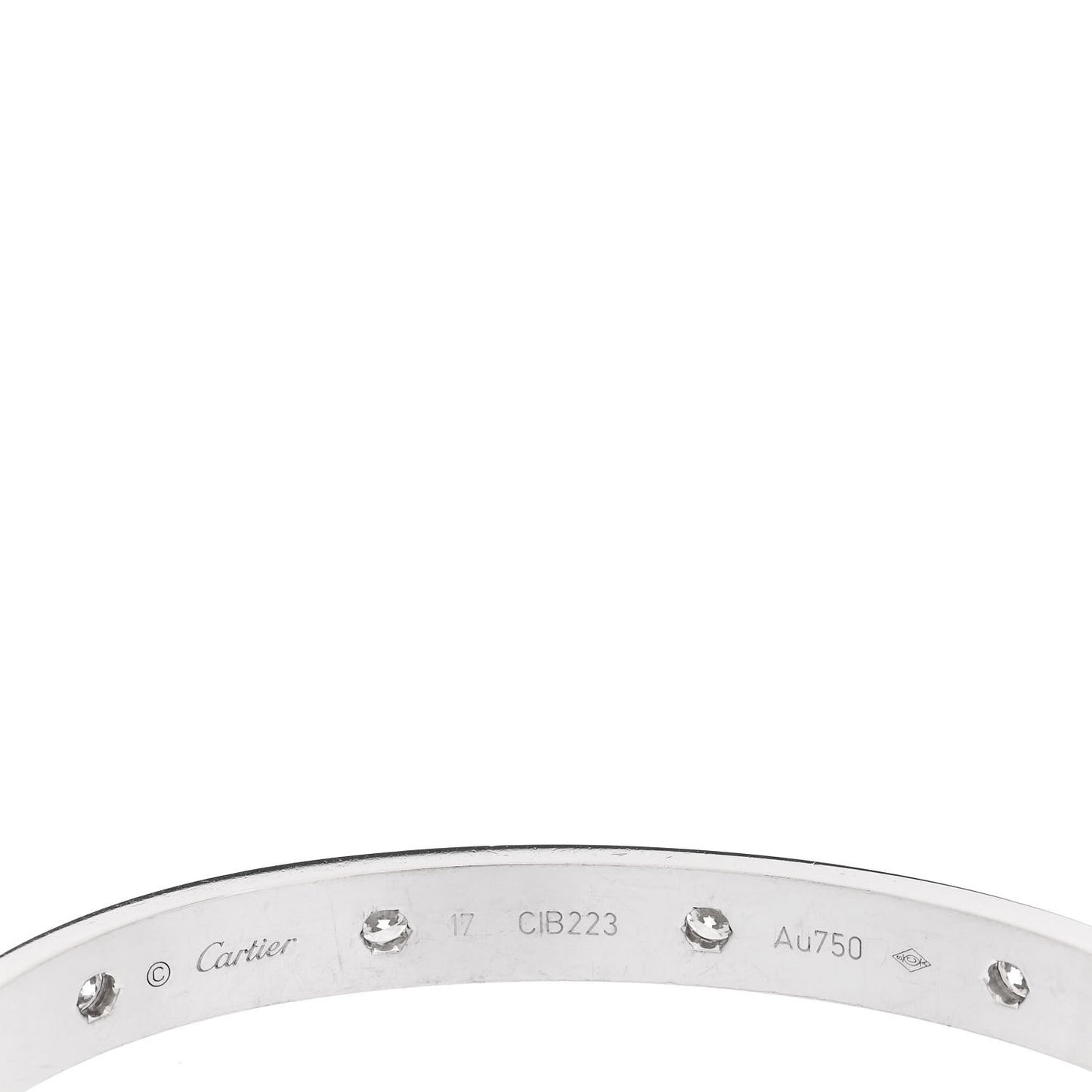 18K White Gold 10 Diamond LOVE Bracelet 17