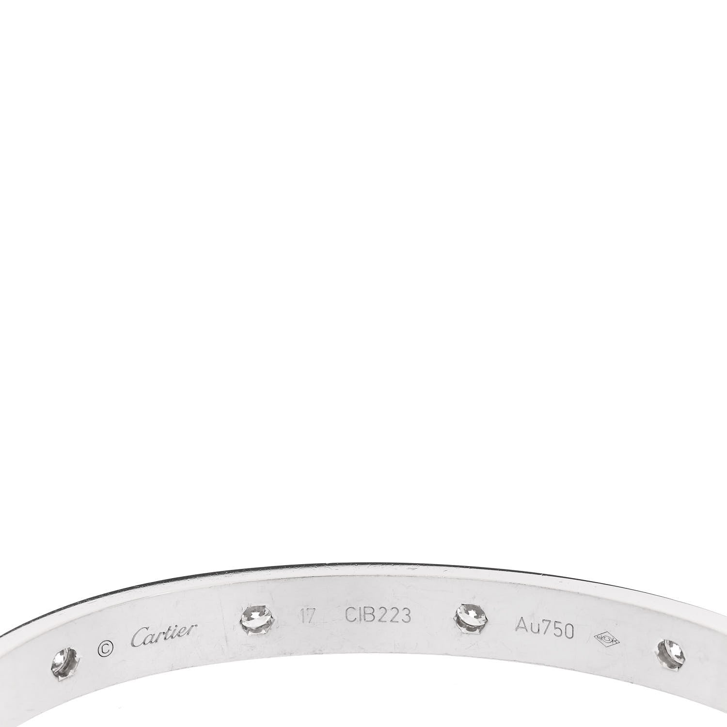 Cartier 18K White Gold 10 Diamond LOVE Bracelet 17 4 of 6