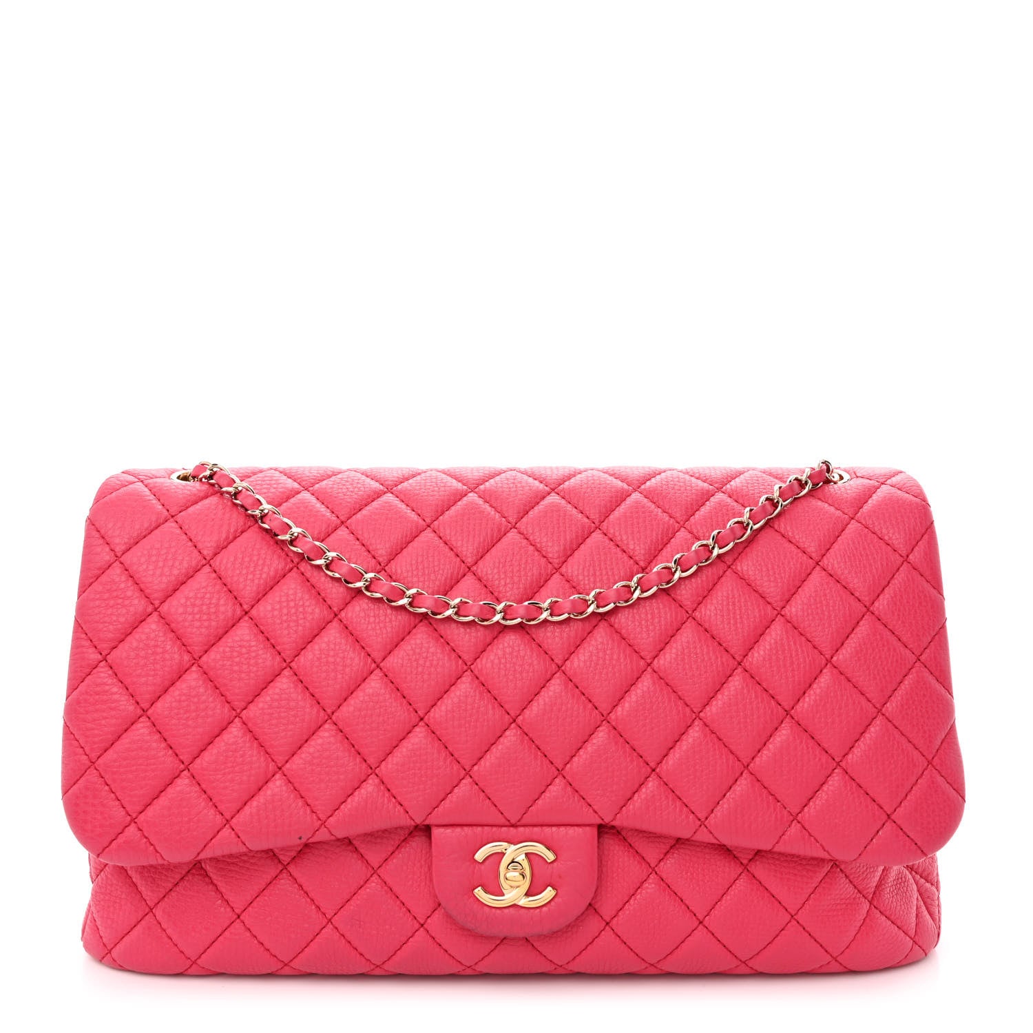 Chanel Calfskin Quilted Small XXL Travel Flap Bag Dark Pink 1 of 15