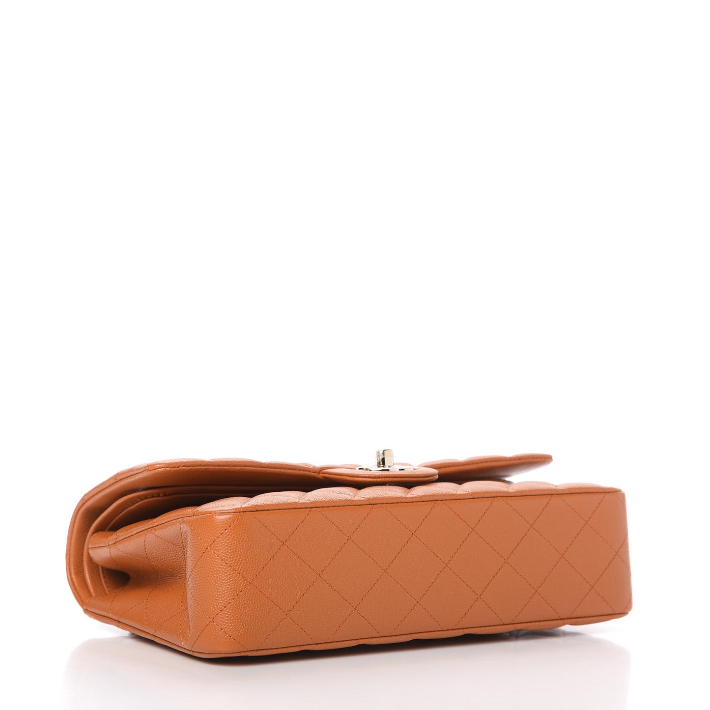 Caviar Quilted Medium Double Flap Light Brown