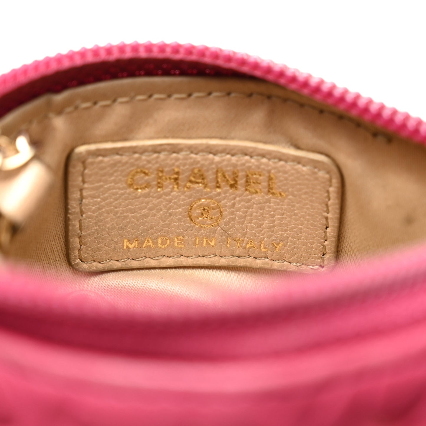 Lambskin Camellia Embossed Key Holder Case Fuchsia