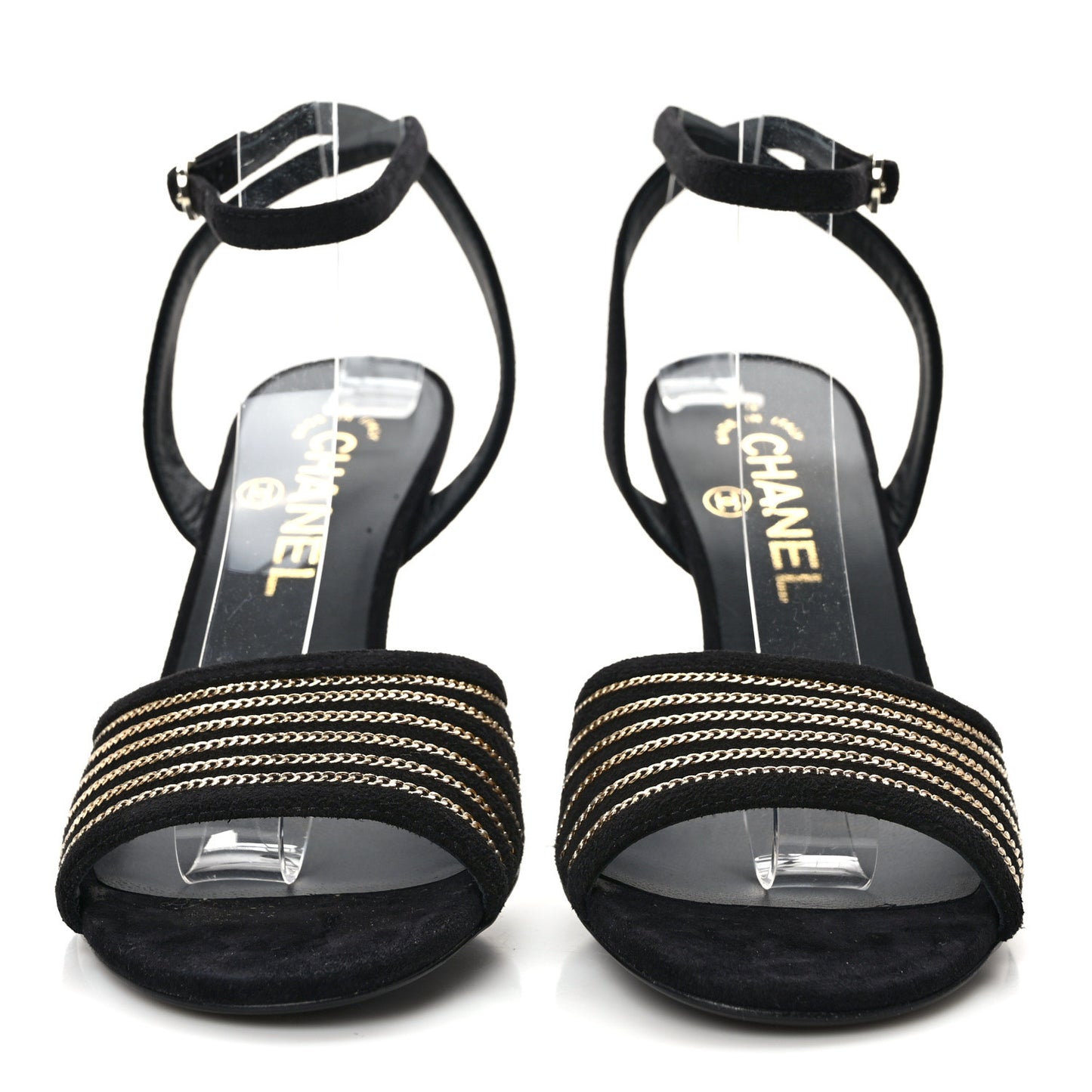 Suede Kidskin Chain Sandals 36.5 Black