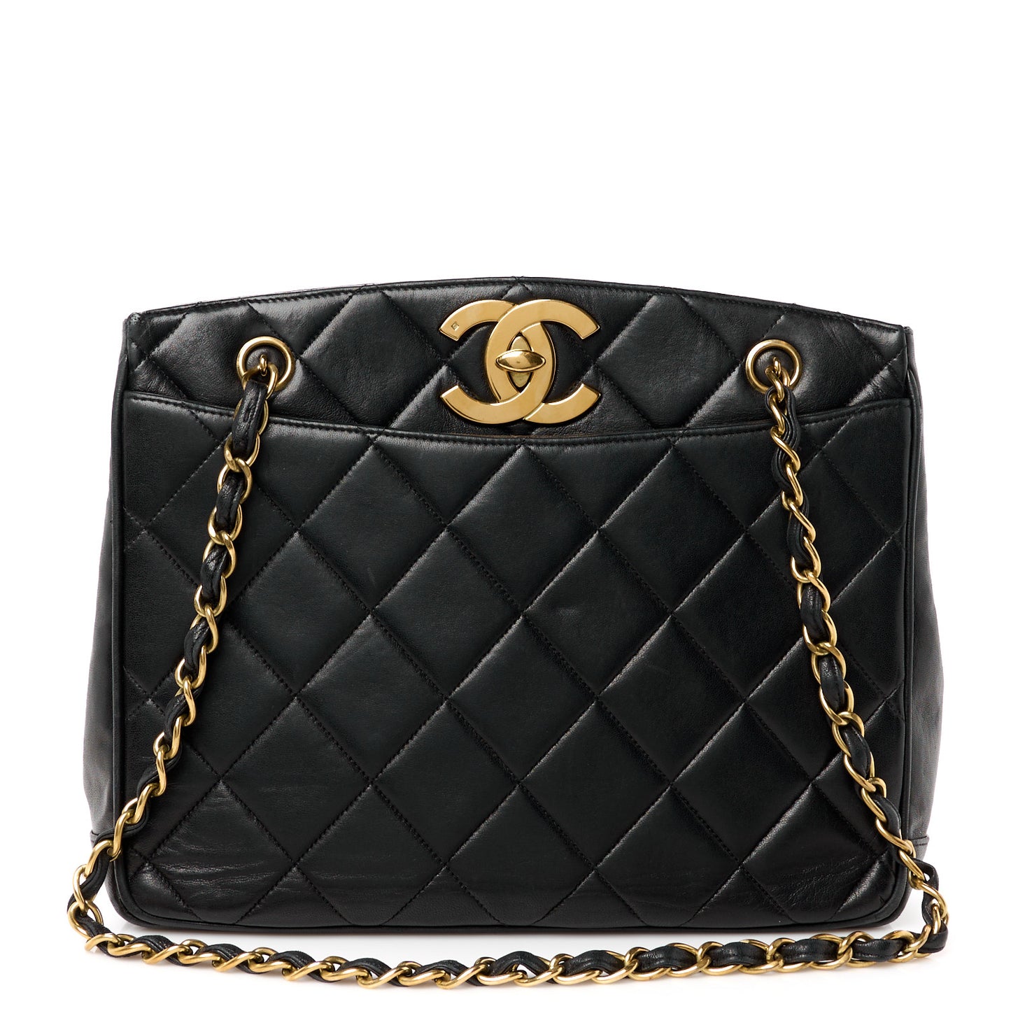 Lambskin Quilted CC Shoulder Bag Black