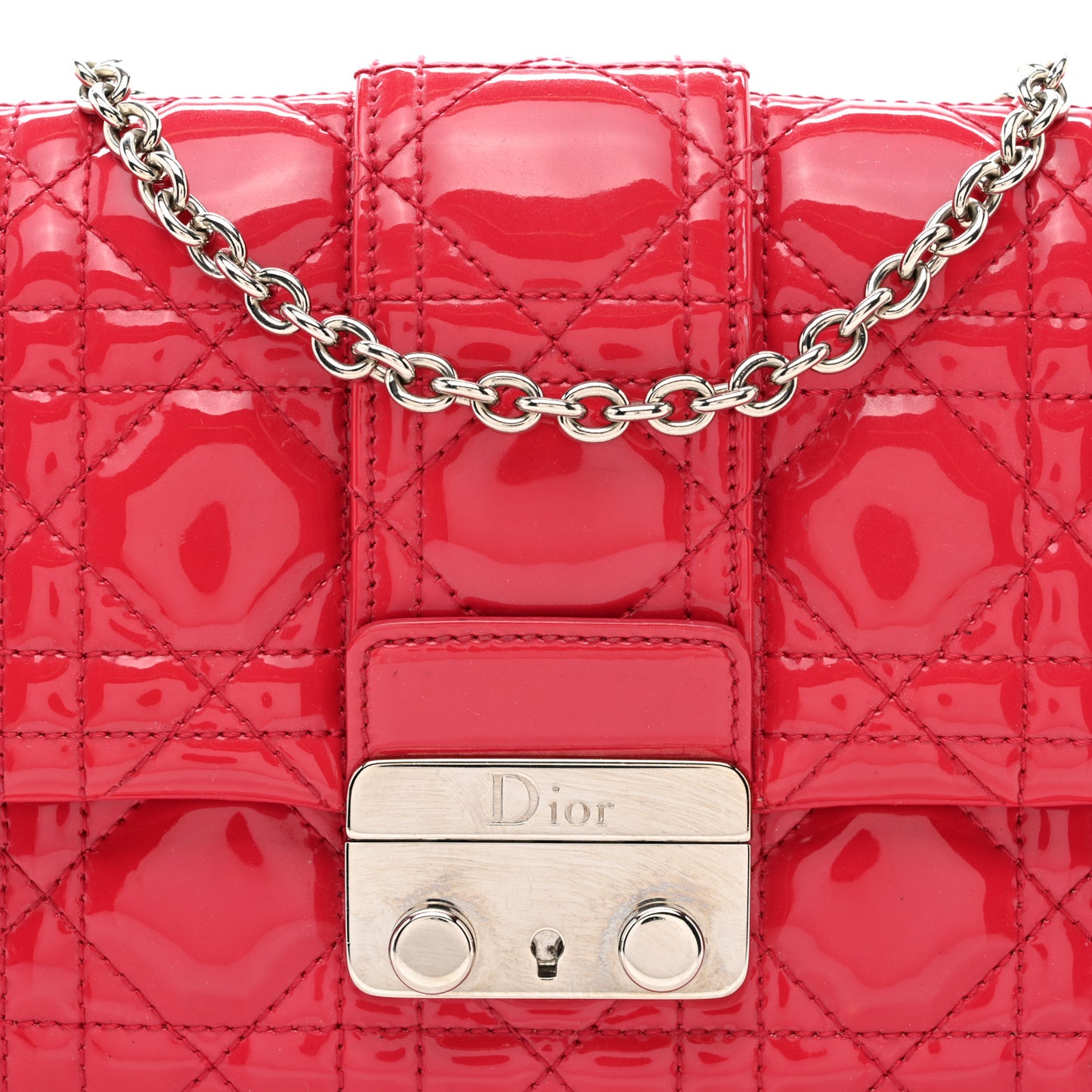 Patent Cannage Miss Dior Promenade Pouch Fuchsia