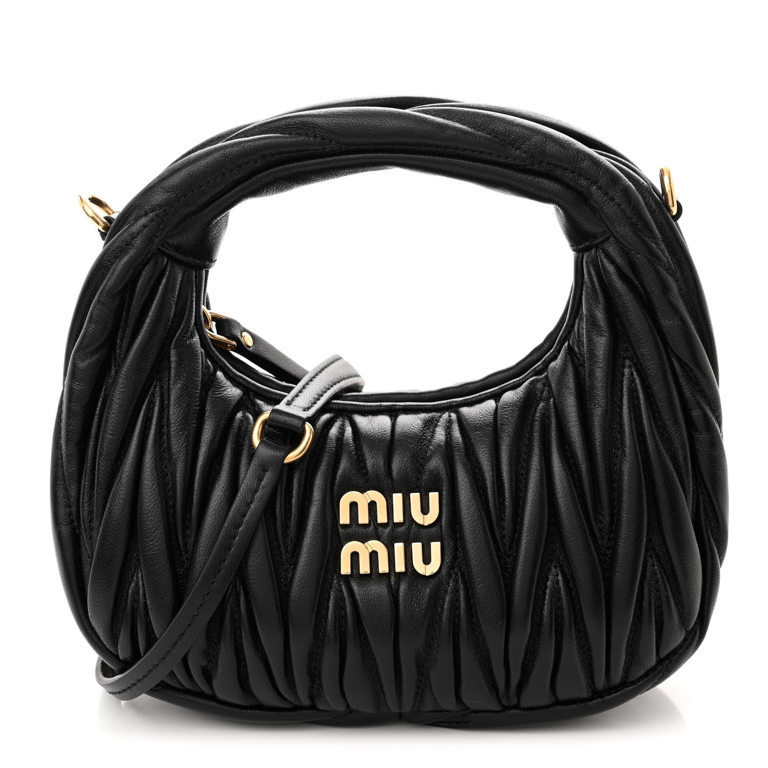Miu Miu Nappa Matelasse Mini Wander Hobo Black 1 of 10