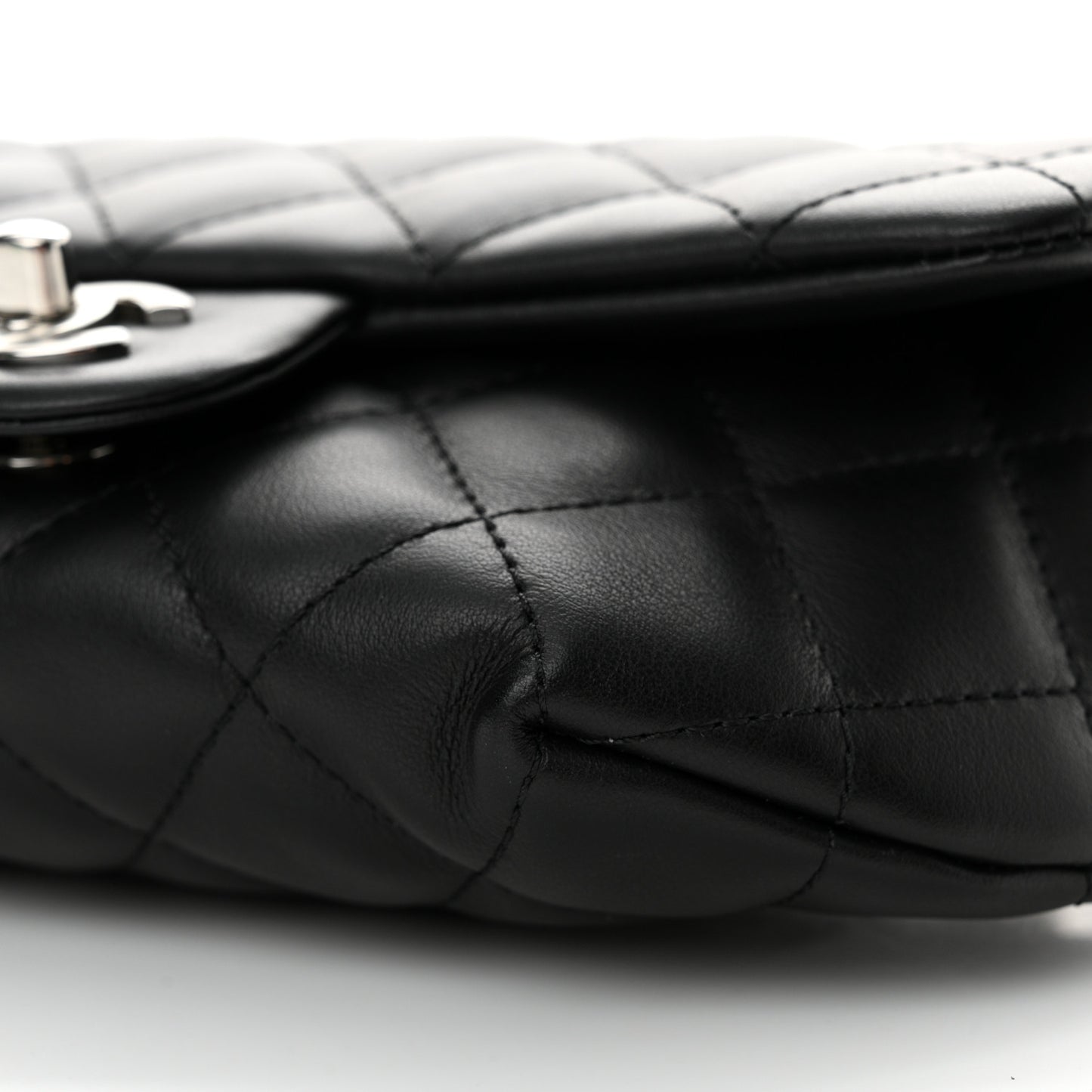 Calfskin Quilted CC Uniform Flap Belt Bag Black