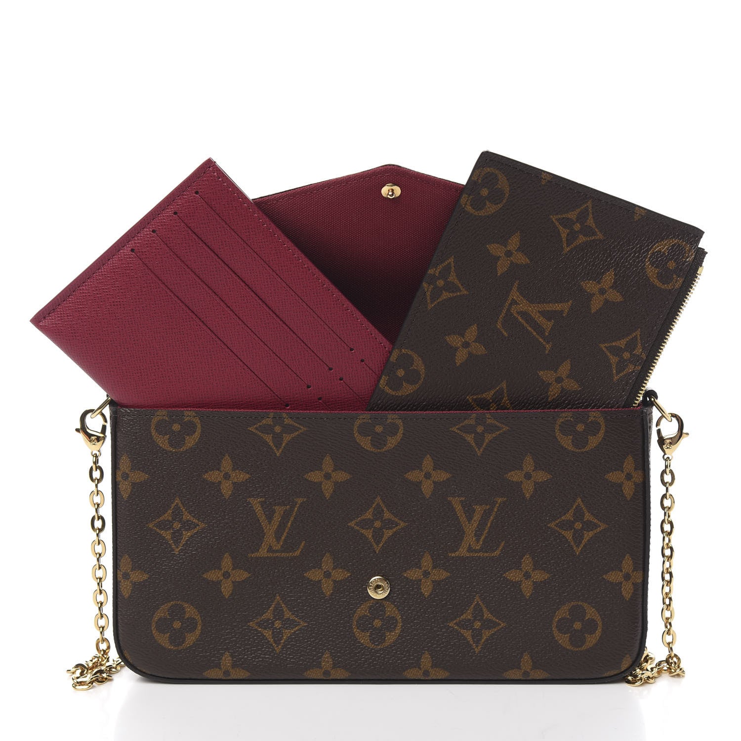 Louis Vuitton Monogram Pochette Felicie Chain Wallet Fuchsia 10 of 12