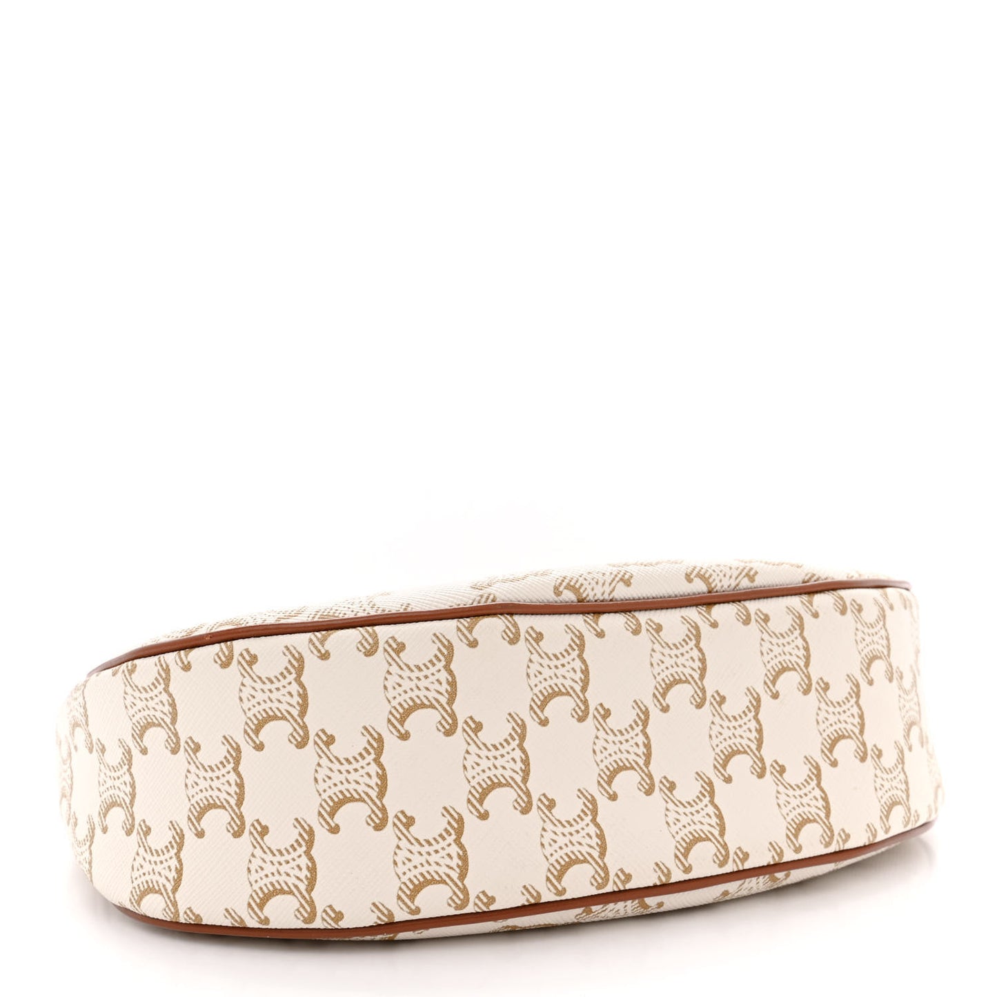 Canvas Calfskin Ava Triomphe Shoulder Bag White